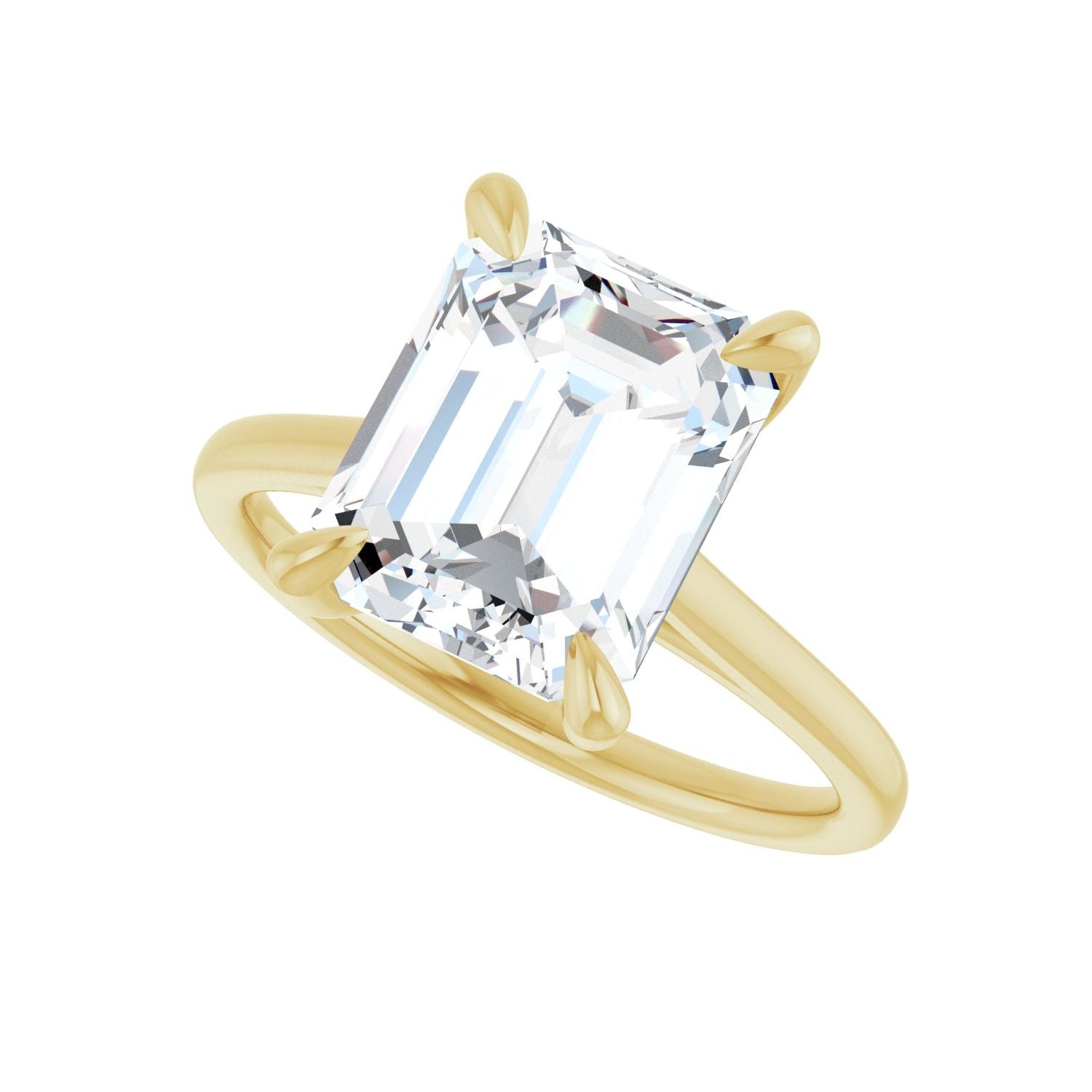 Emerald Claw-Prong Solitaire Engagement Ring | Metal Type=14K Yellow Gold | Center Stone Size=3 CT | Image 5