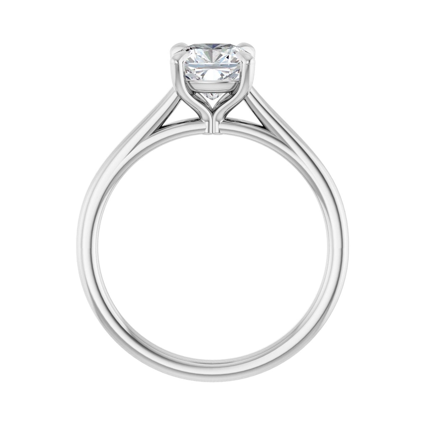 Cushion Claw-Prong Solitaire Engagement Ring | Metal Type=14K White Gold | Center Stone Size=1 CT | Image 2