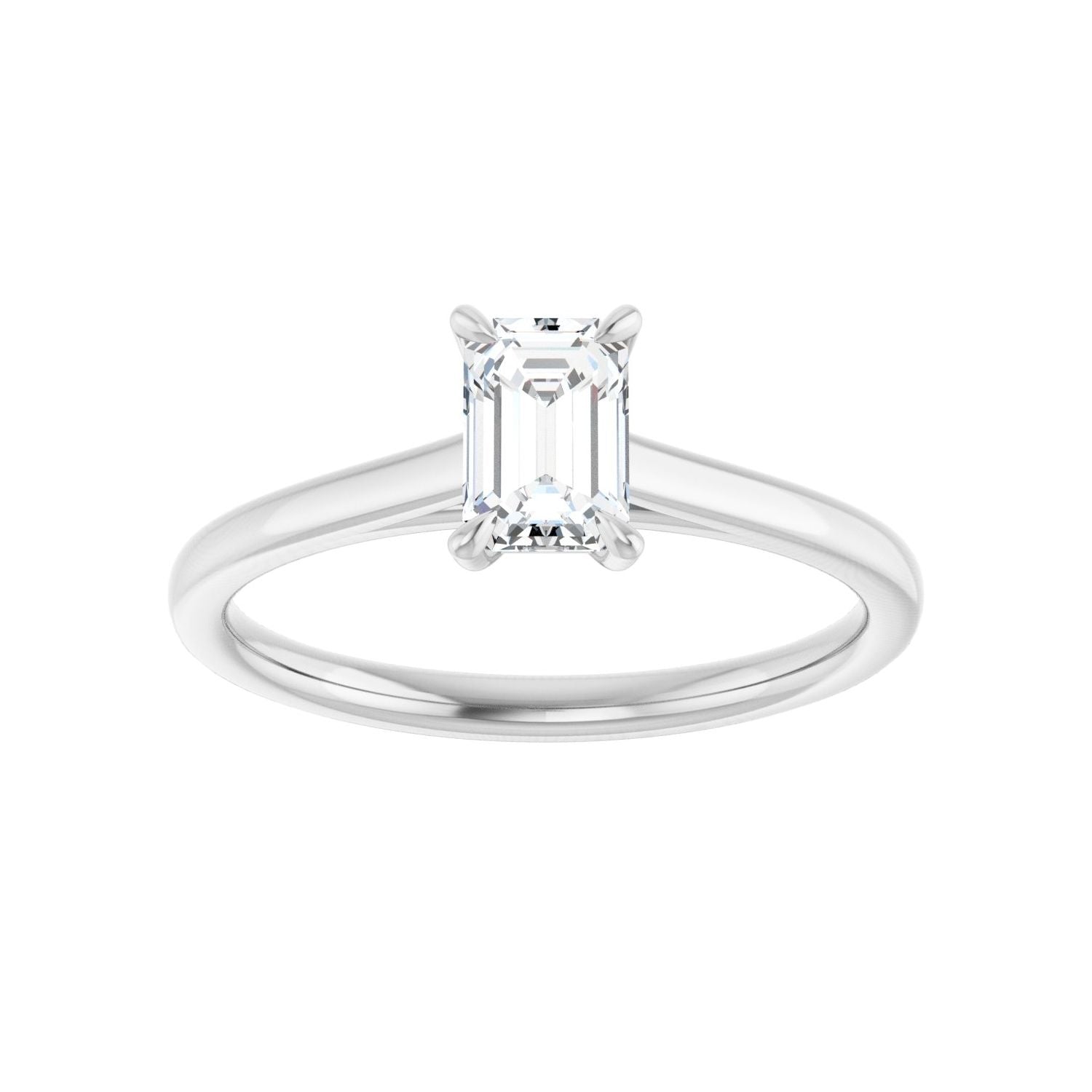 Emerald Claw-Prong Solitaire Engagement Ring | Metal Type=14K White Gold | Center Stone Size=1 CT | Image 3