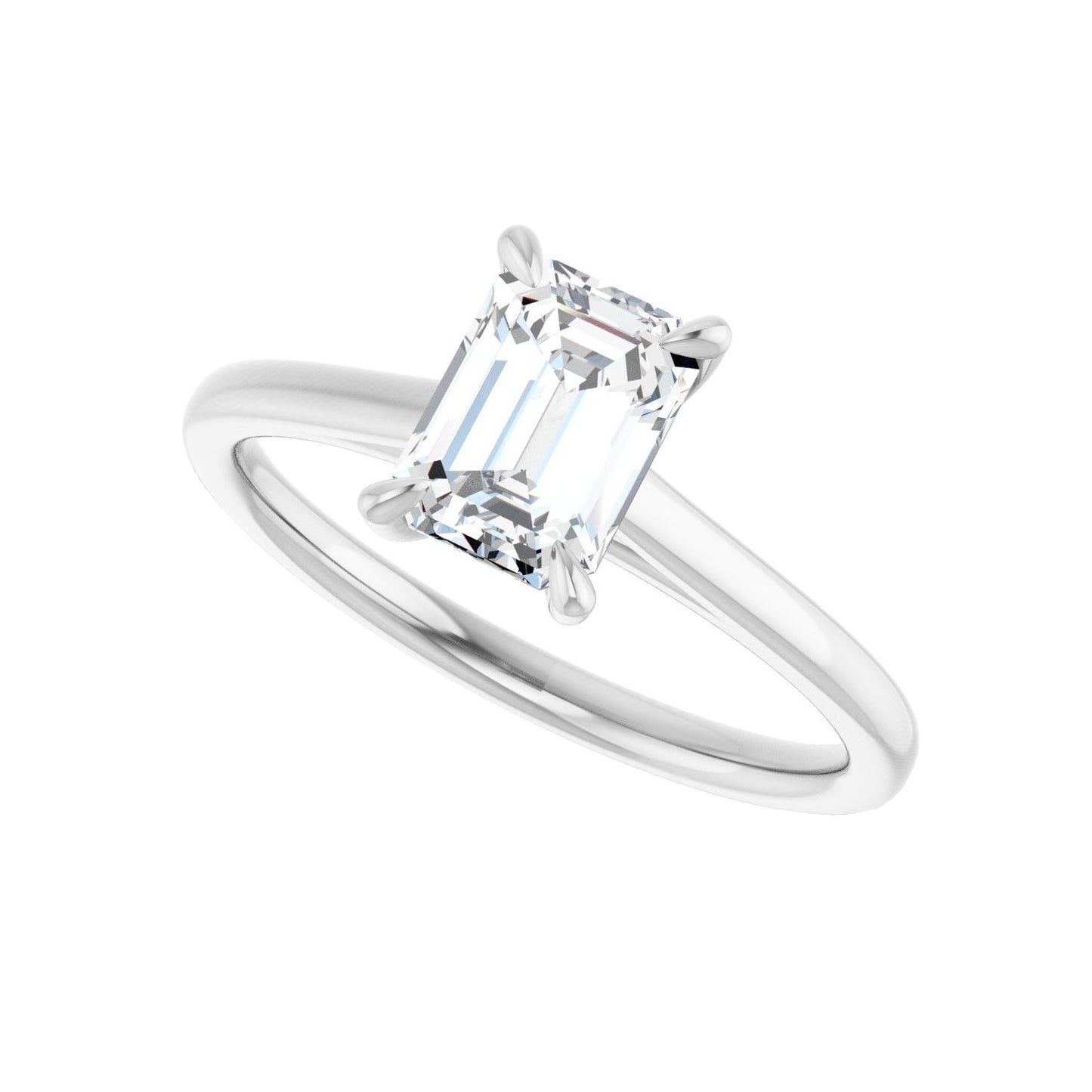 Emerald Claw-Prong Solitaire Engagement Ring | Metal Type=14K White Gold | Center Stone Size=1.5 CT | Image 5