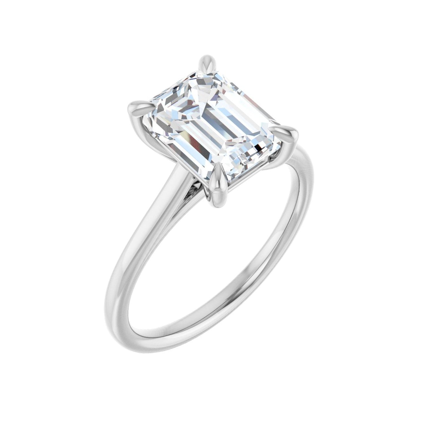 Emerald Claw-Prong Solitaire Engagement Ring | Metal Type=14K White Gold | Center Stone Size=2.5 CT | Image 1