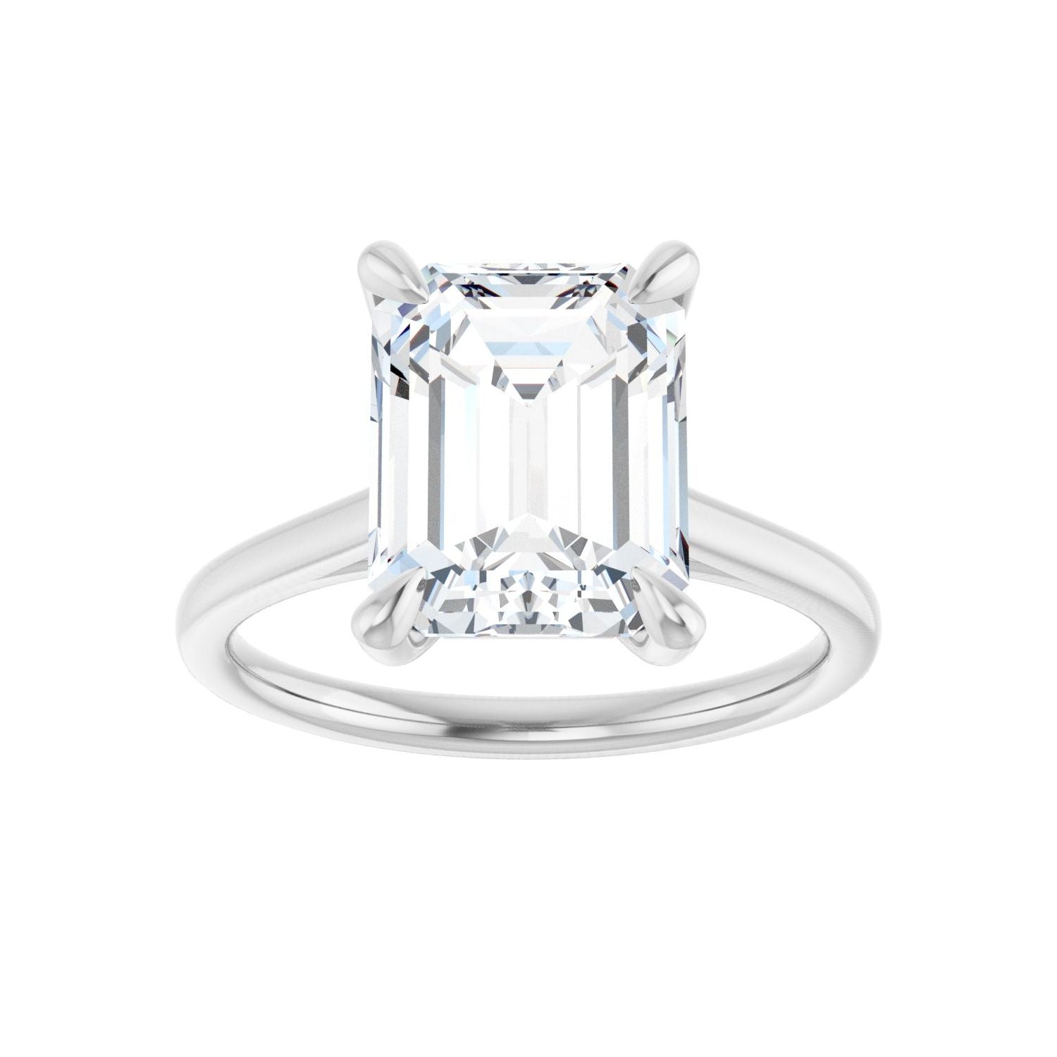 Emerald Claw-Prong Solitaire Engagement Ring | Metal Type=14K White Gold | Center Stone Size=3 CT | Image 3