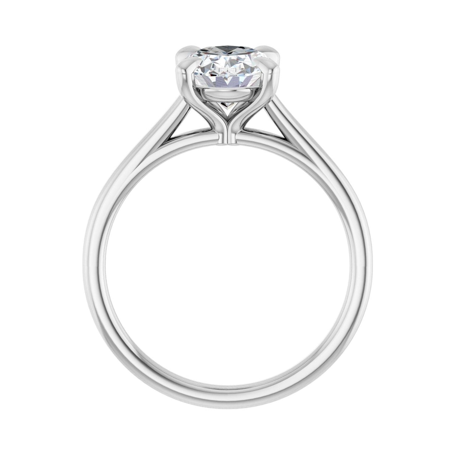 Oval Claw-Prong Solitaire Engagement Ring | Metal Type=14K White Gold | Center Stone Size=2 CT | Image 2