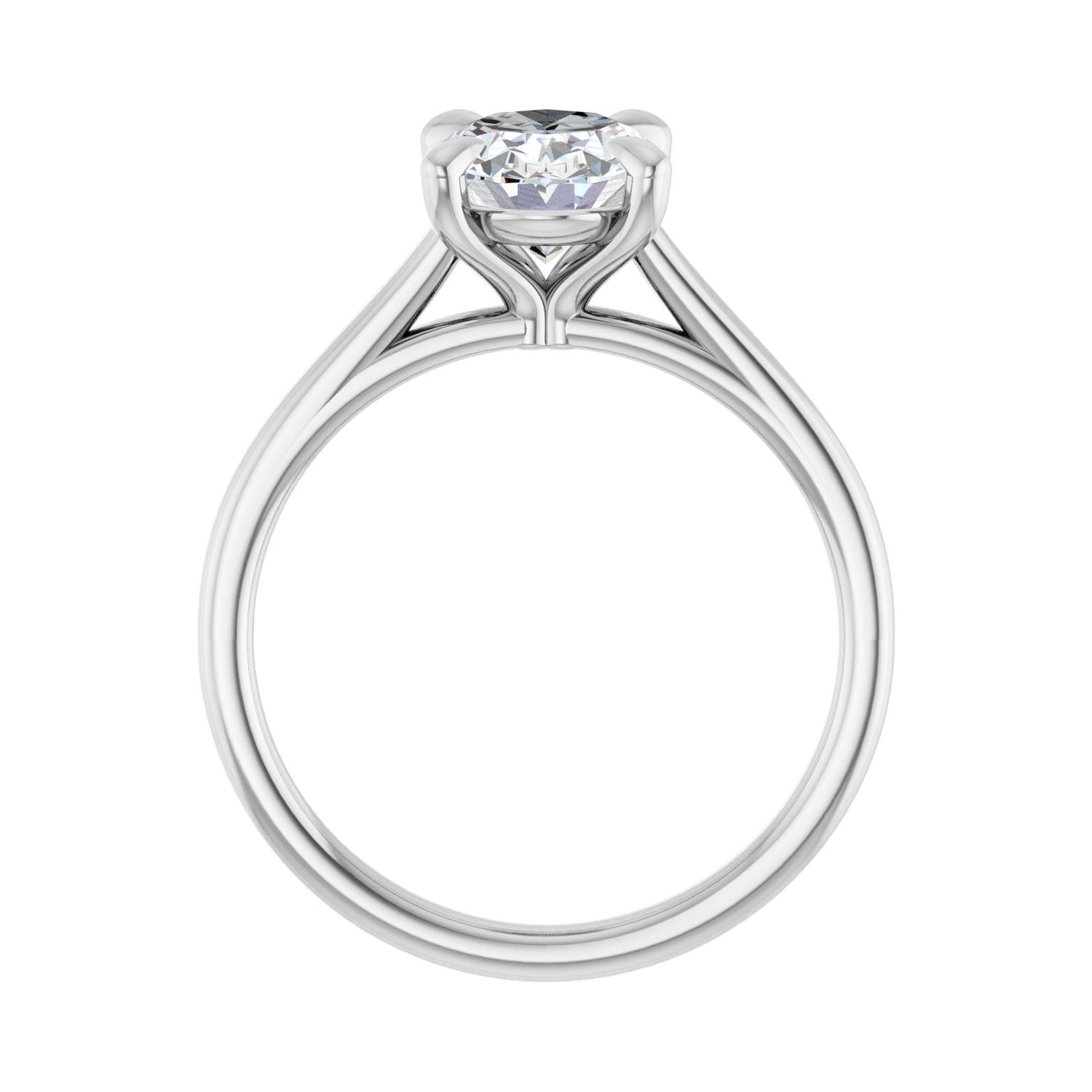 Oval Claw-Prong Solitaire Engagement Ring | Metal Type=14K White Gold | Center Stone Size=2 CT | Image 2