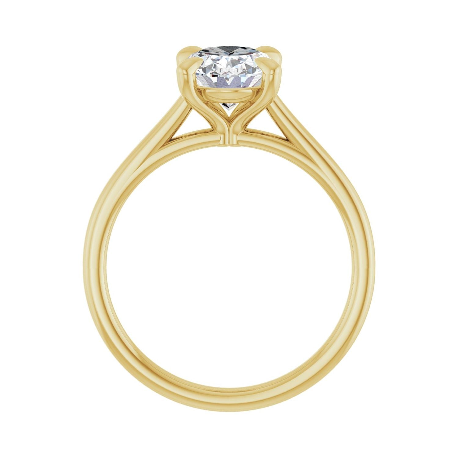 Oval Claw-Prong Solitaire Engagement Ring | Metal Type=14K Yellow Gold | Center Stone Size=2 CT | Image 2