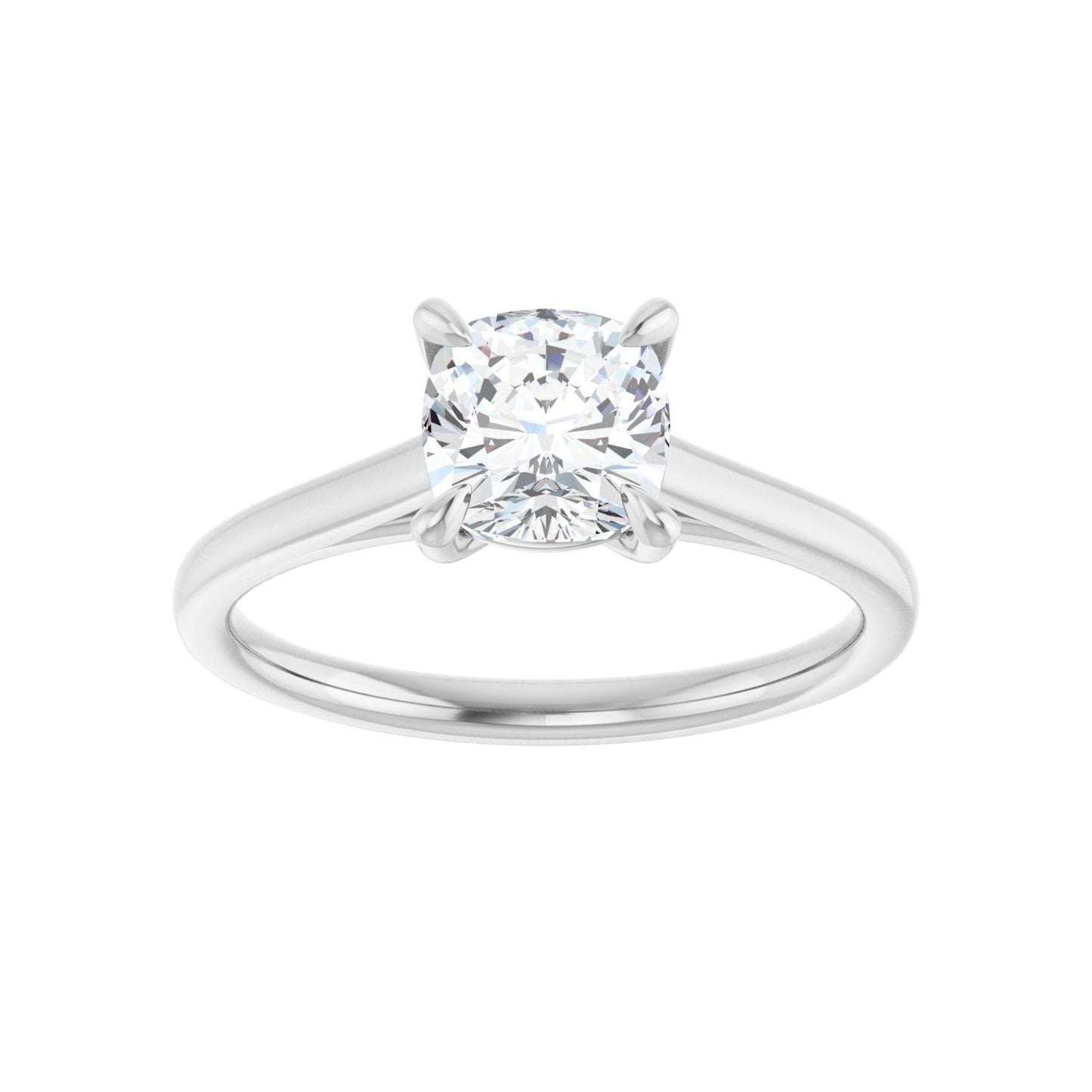 Cushion Claw-Prong Solitaire Engagement Ring | Metal Type=14K White Gold | Center Stone Size=1 CT | Image 3