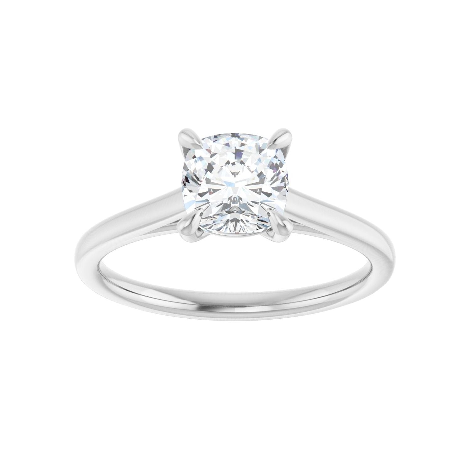 Cushion Claw-Prong Solitaire Engagement Ring | Metal Type=14K White Gold | Center Stone Size=1 CT | Image 3