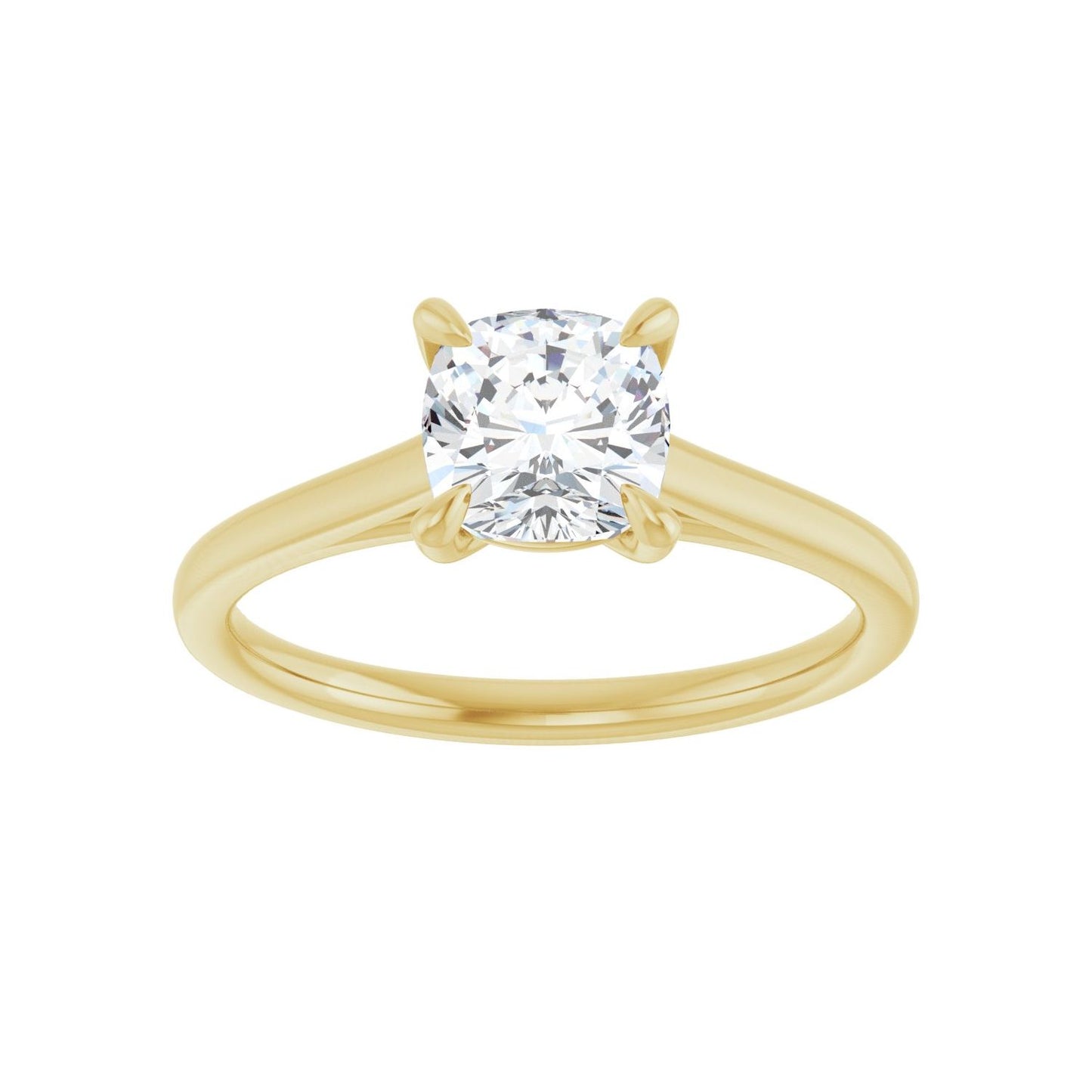 Cushion Claw-Prong Solitaire Engagement Ring | Metal Type=14K Yellow Gold | Center Stone Size=1 CT | Image 3