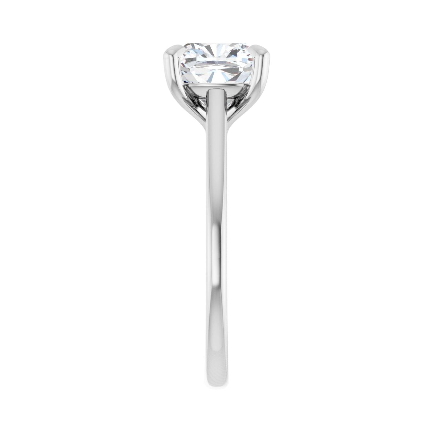 Cushion Claw-Prong Solitaire Engagement Ring | Metal Type=14K White Gold | Center Stone Size=3 CT | Image 4
