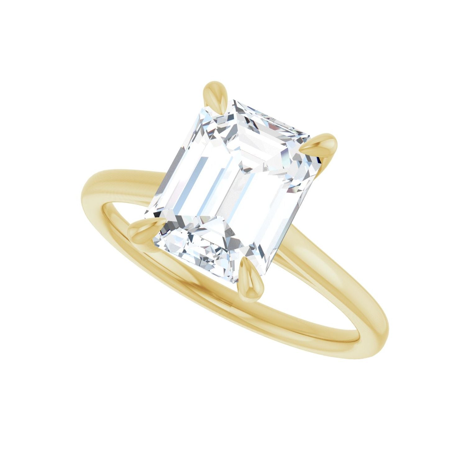 Emerald Claw-Prong Solitaire Engagement Ring | Metal Type=14K Yellow Gold | Center Stone Size=2.5 CT | Image 5