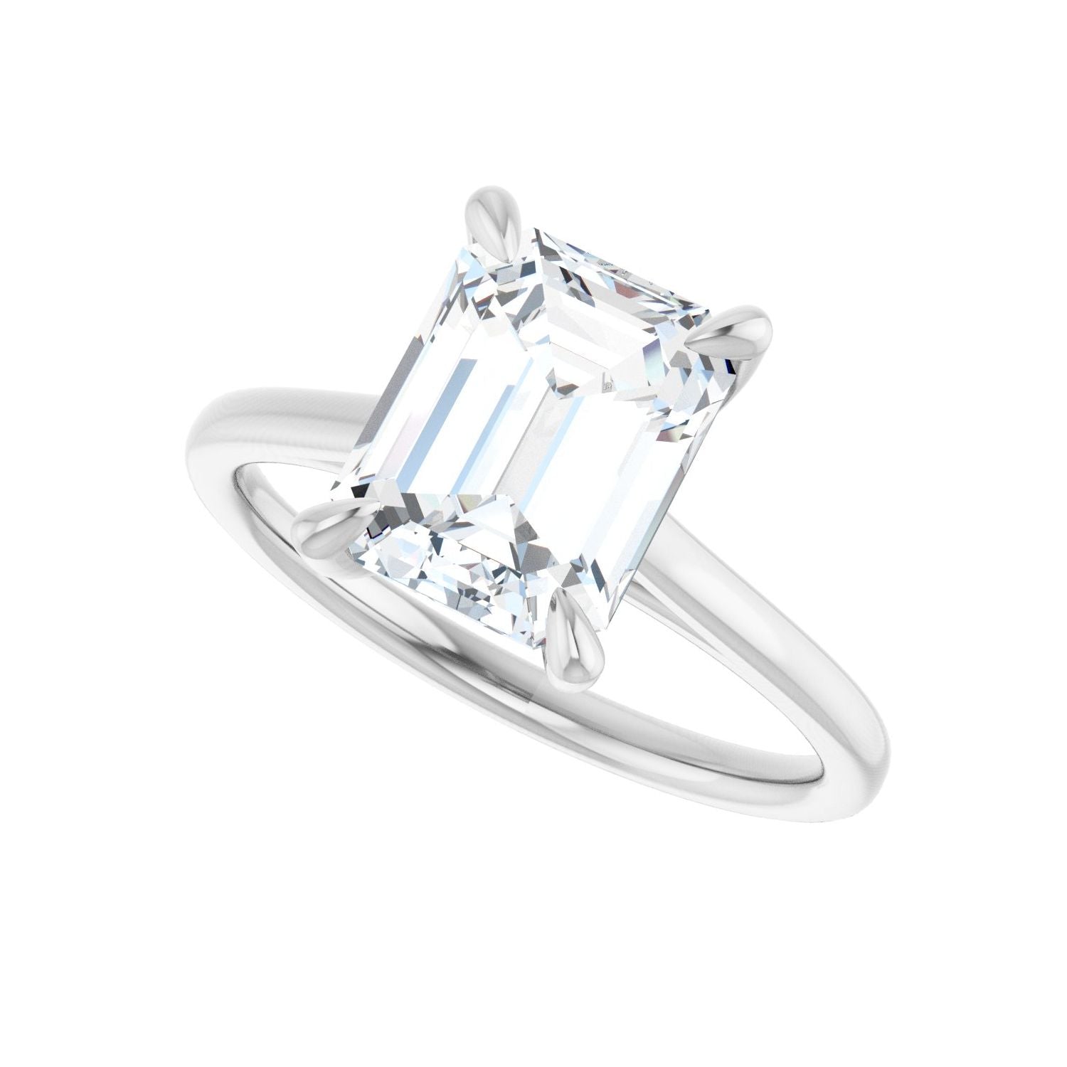 Emerald Claw-Prong Solitaire Engagement Ring | Metal Type=14K White Gold | Center Stone Size=2.5 CT | Image 5