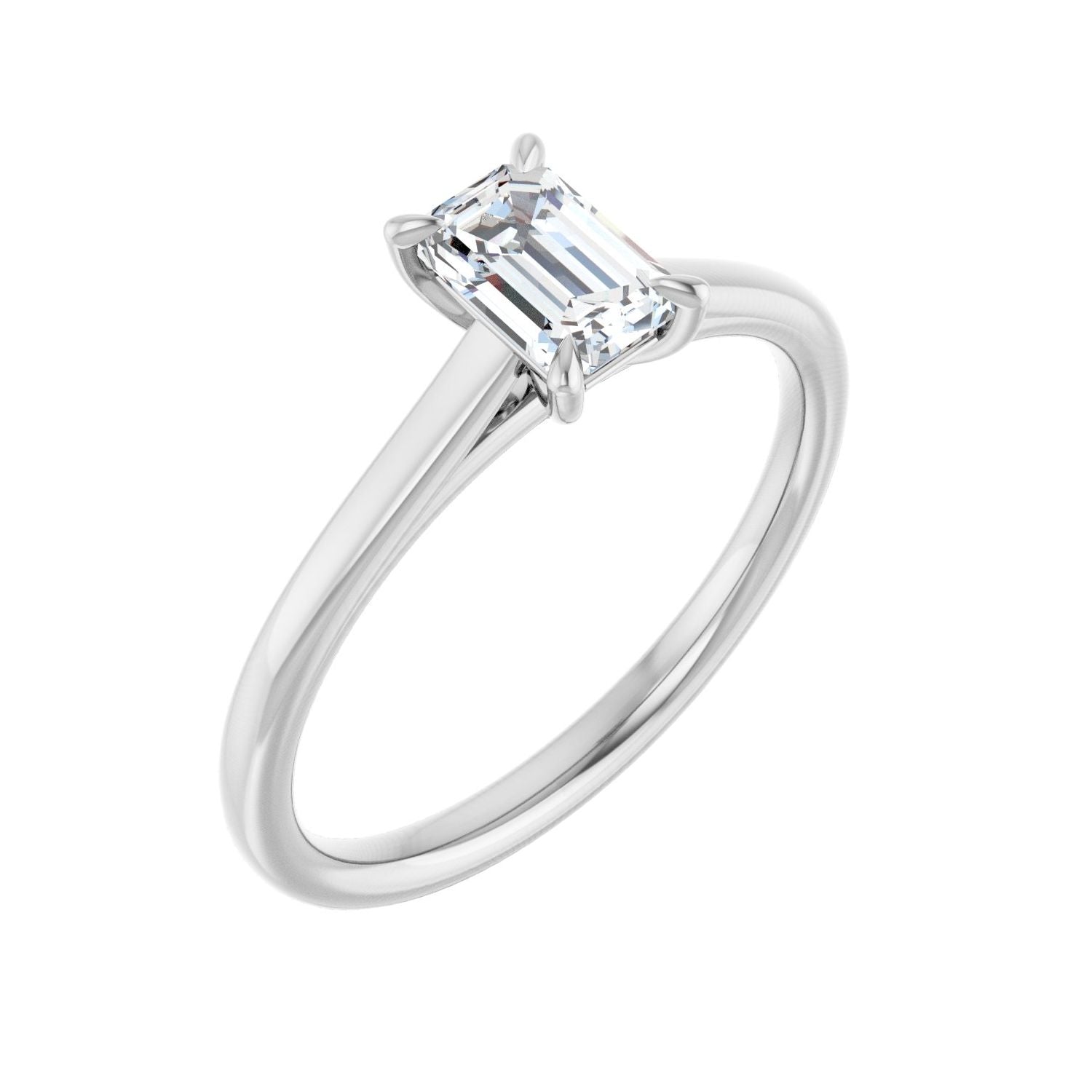 Emerald Claw-Prong Solitaire Engagement Ring | Metal Type=14K White Gold | Center Stone Size=1 CT | Image 1