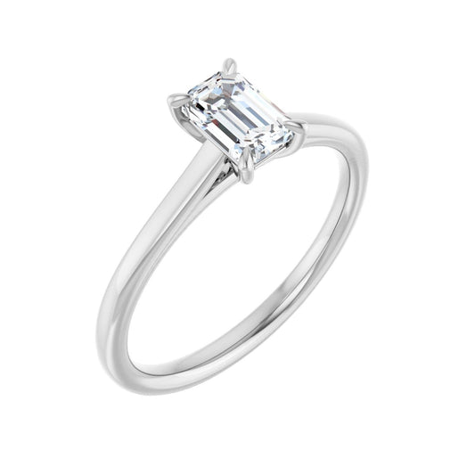Emerald Claw-Prong Solitaire Engagement Ring | Metal Type=14K White Gold | Center Stone Size=1 CT | Image 1