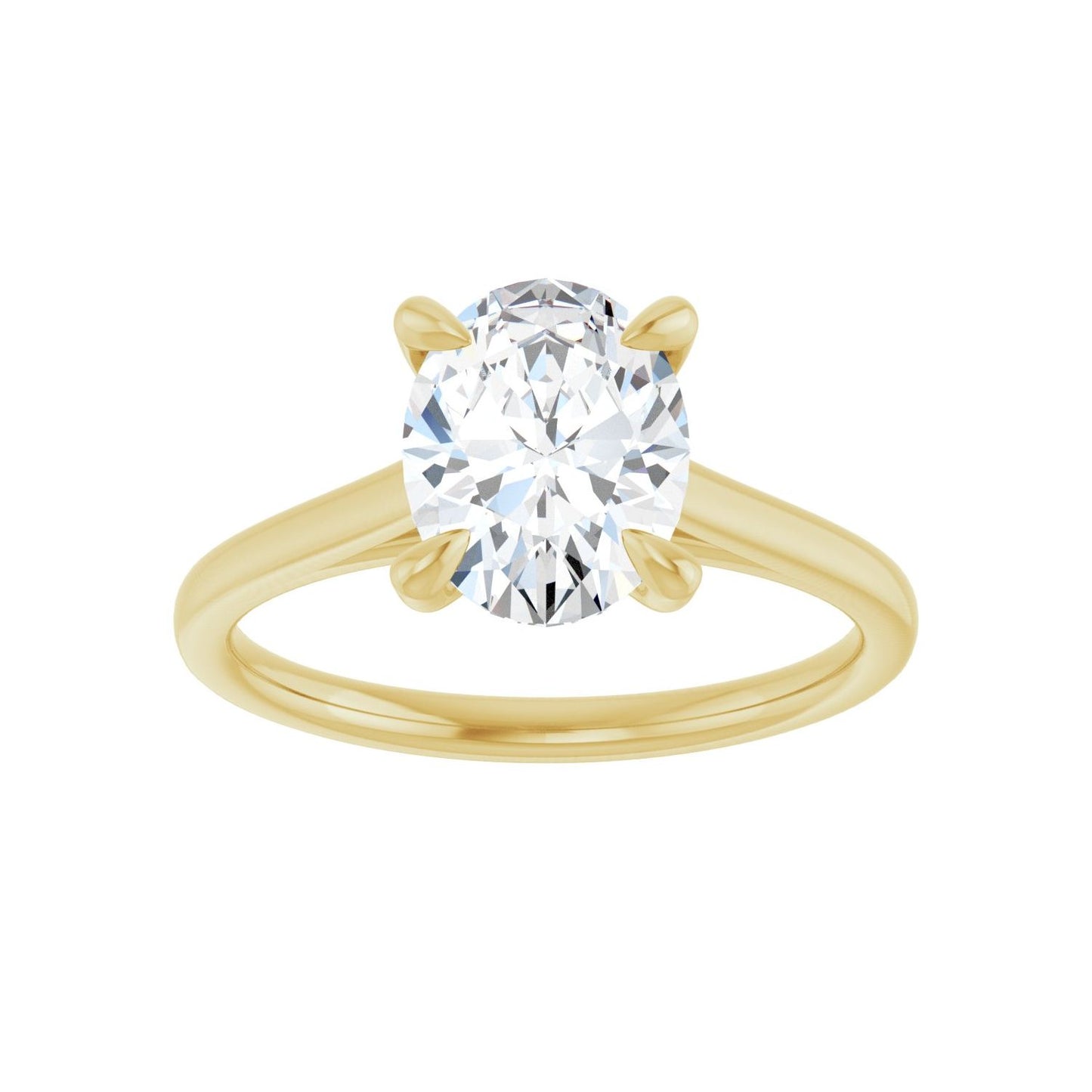 Oval Claw-Prong Solitaire Engagement Ring | Metal Type=14K Yellow Gold | Center Stone Size=2 CT | Image 3