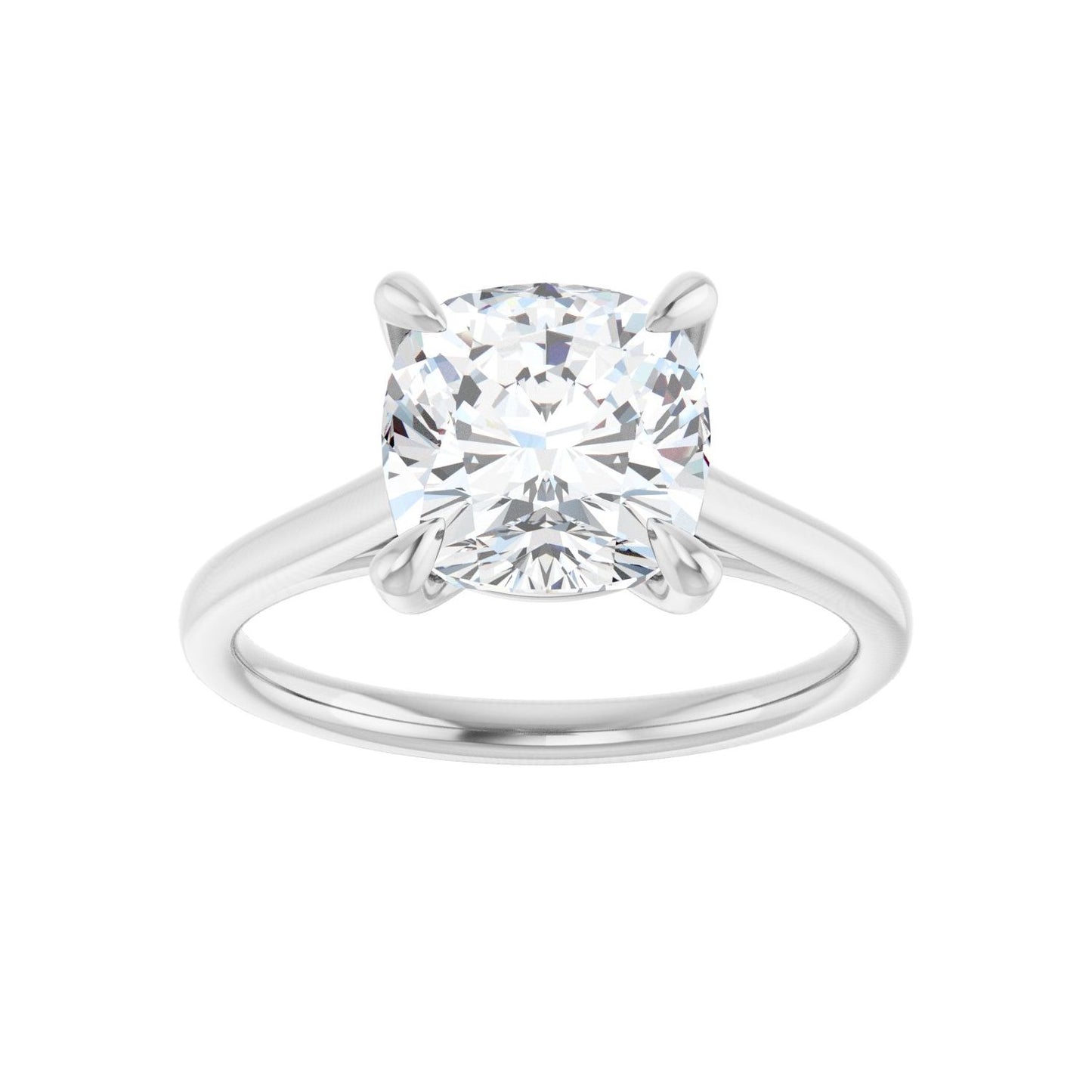 Cushion Claw-Prong Solitaire Engagement Ring | Metal Type=14K White Gold | Center Stone Size=3 CT | Image 3
