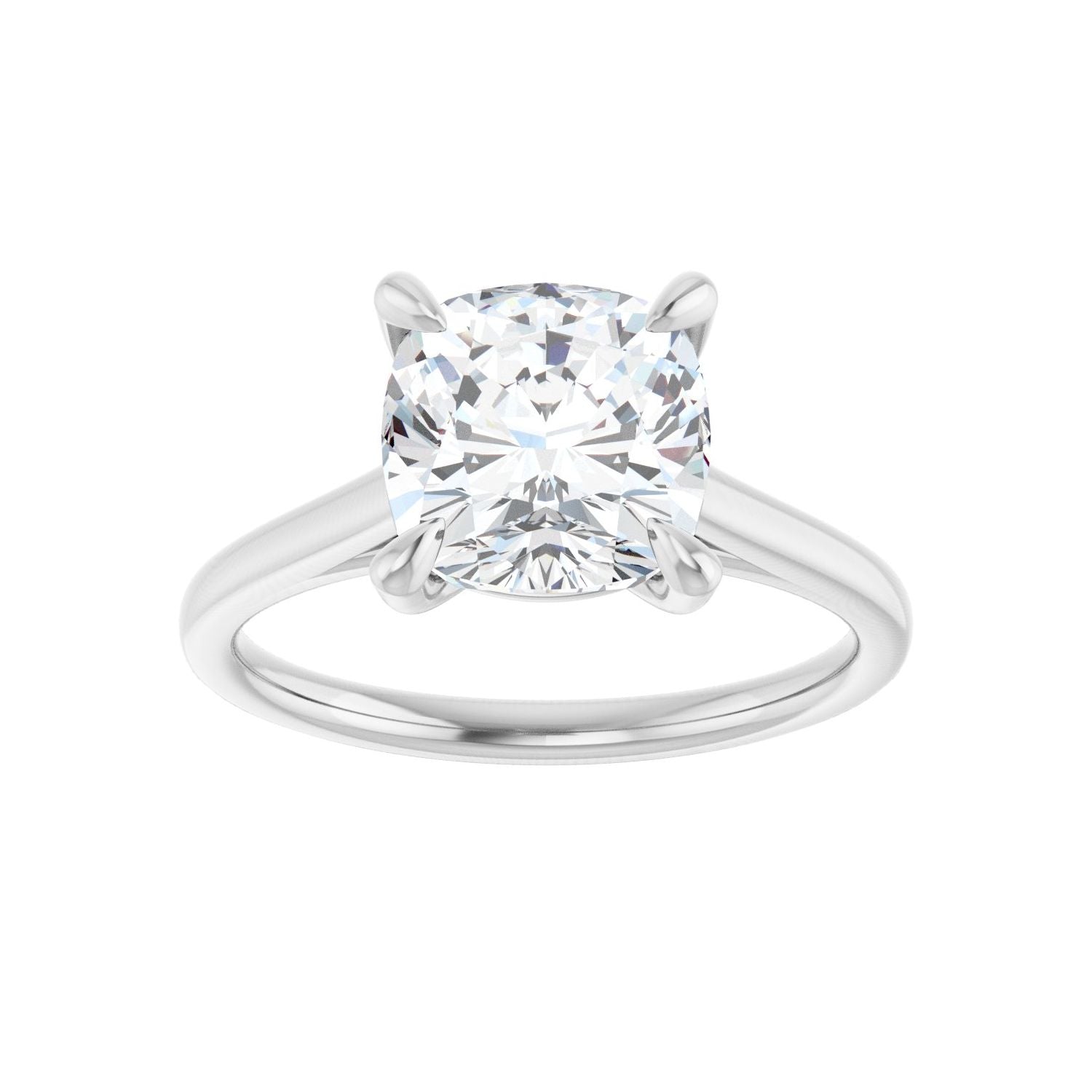 Cushion Claw-Prong Solitaire Engagement Ring | Metal Type=14K White Gold | Center Stone Size=3 CT | Image 3