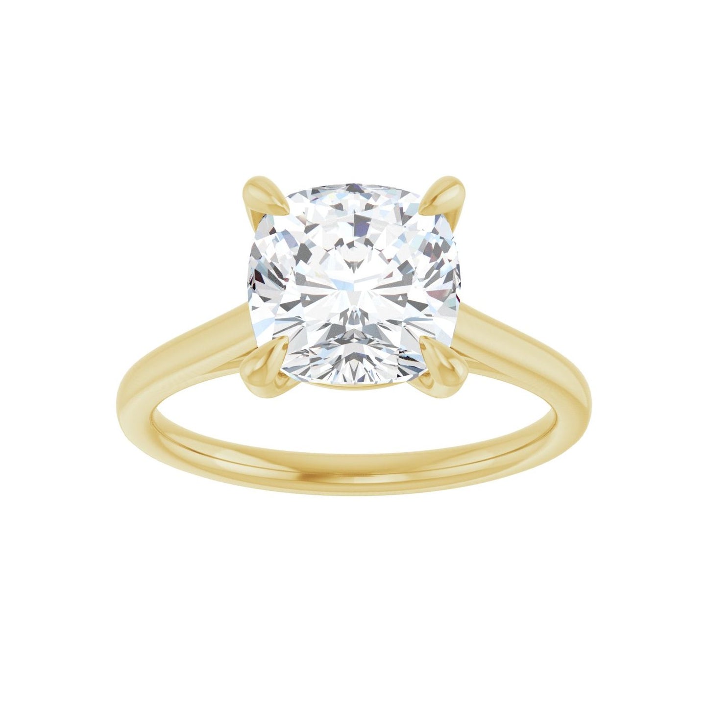 Cushion Claw-Prong Solitaire Engagement Ring | Metal Type=14K Yellow Gold | Center Stone Size=3 CT | Image 3