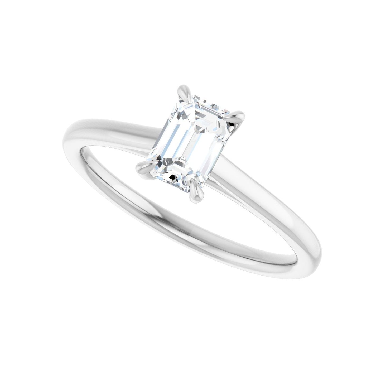 Emerald Claw-Prong Solitaire Engagement Ring | Metal Type=14K White Gold | Center Stone Size=1 CT | Image 5