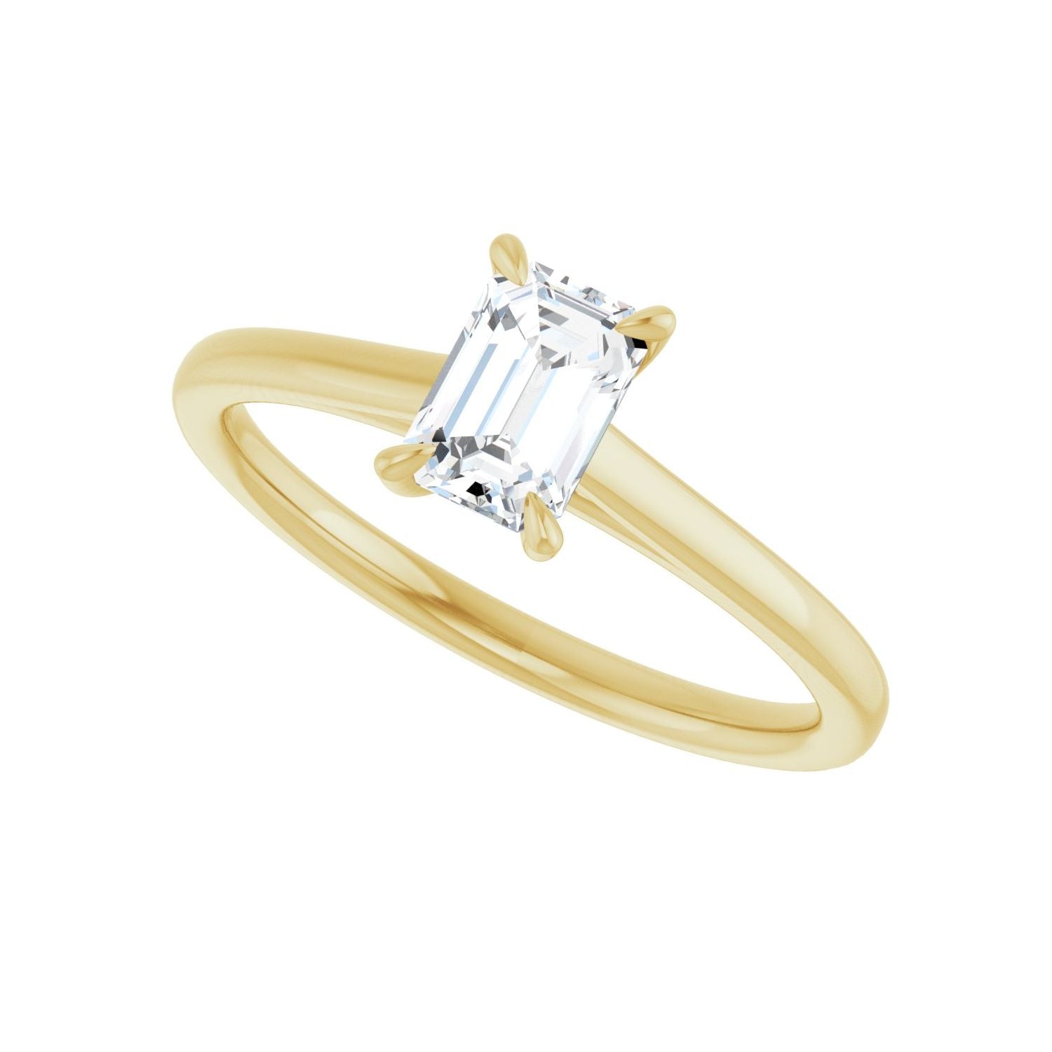 Emerald Claw-Prong Solitaire Engagement Ring | Metal Type=14K Yellow Gold | Center Stone Size=1 CT | Image 5