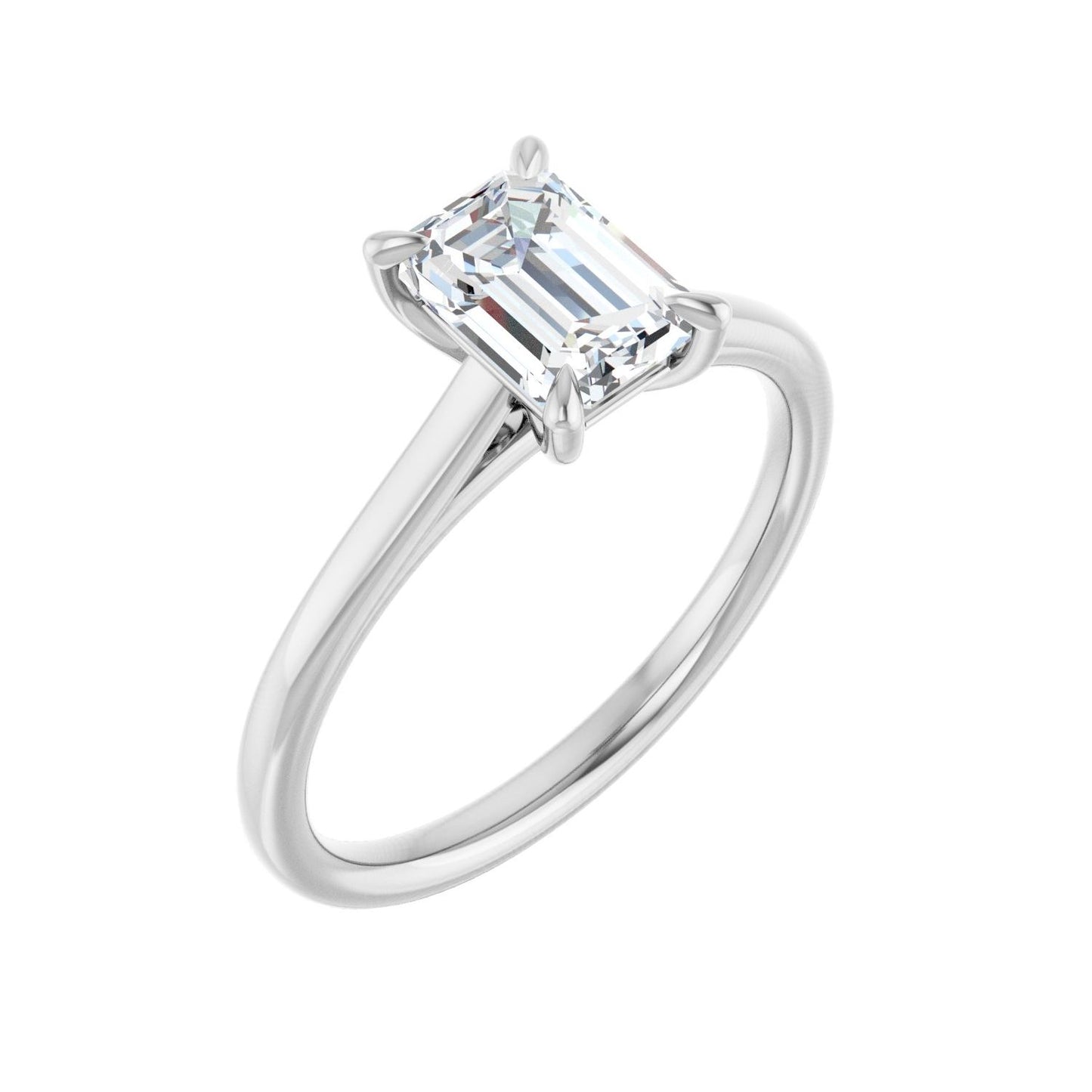 Emerald Claw-Prong Solitaire Engagement Ring | Metal Type=14K White Gold | Center Stone Size=1.5 CT | Image 1