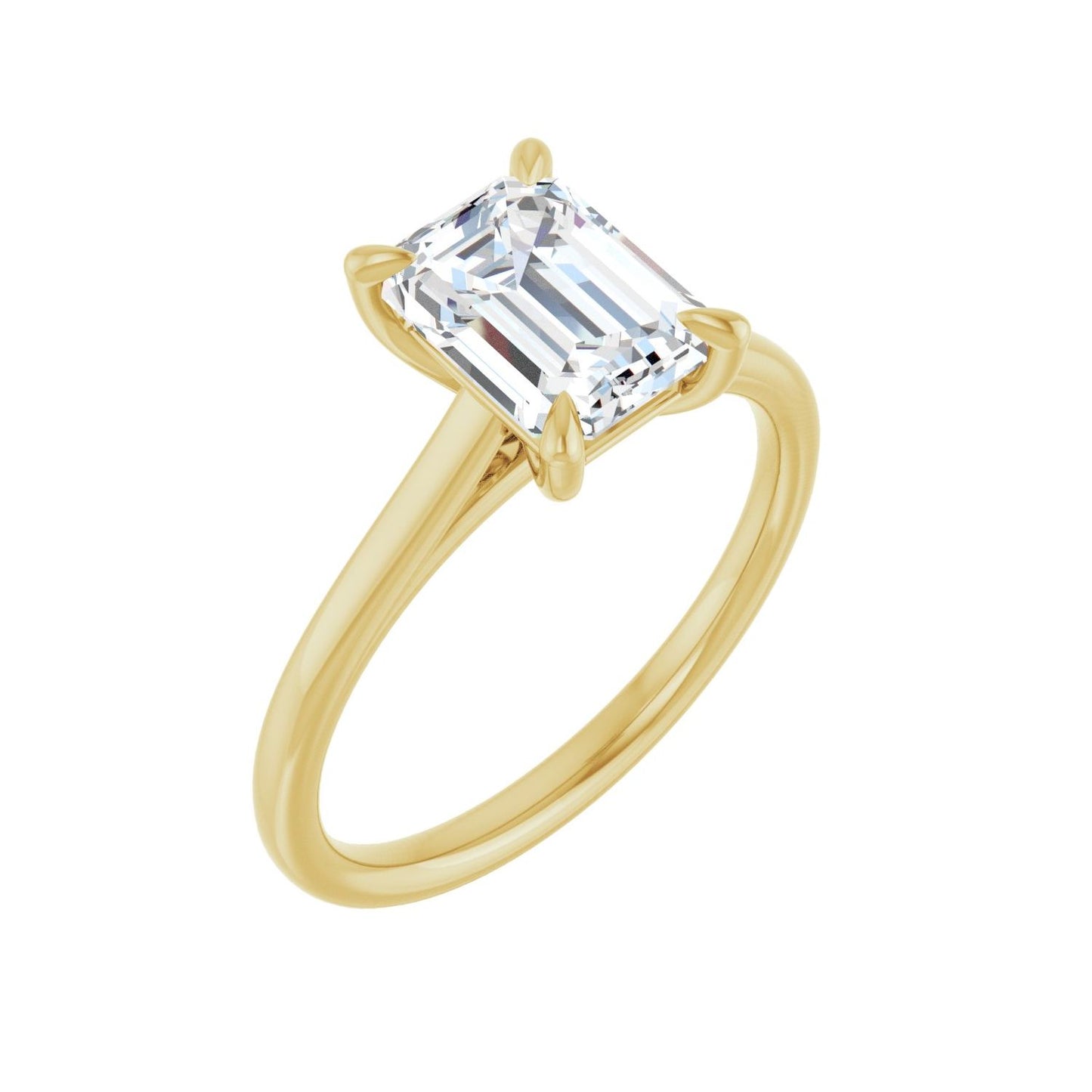 Emerald Claw-Prong Solitaire Engagement Ring | Metal Type=14K Yellow Gold | Center Stone Size=2 CT | Image 1