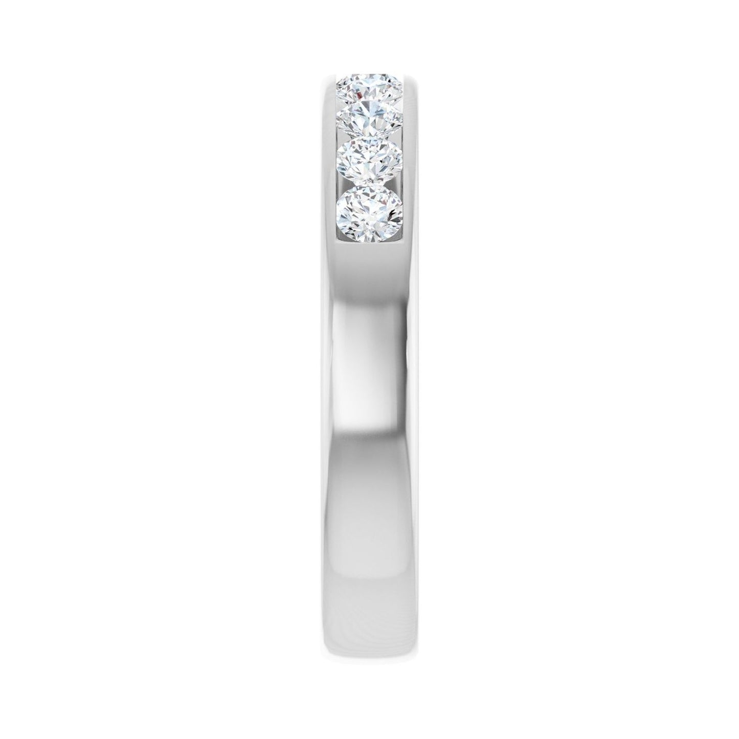 Channel-Set Accented Band - Round 3MM-4MM | Metal Type=Platinum | Diamond Size=3MM | Image 1