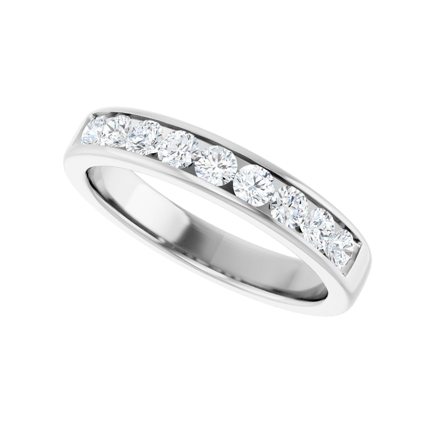 Channel-Set Accented Band - Round 3MM-4MM | Metal Type=Platinum | Diamond Size=3MM | Image 2