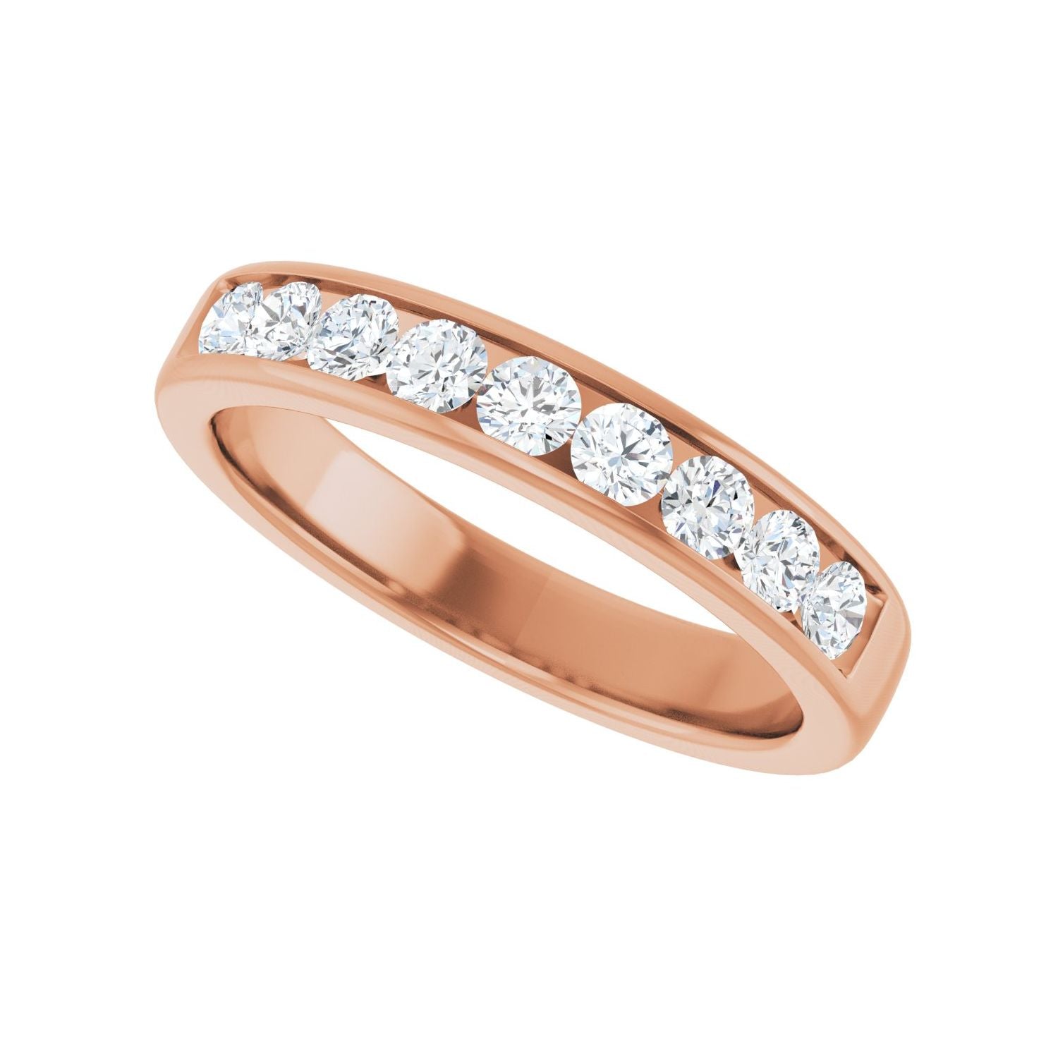 Channel-Set Accented Band - Round 3MM-4MM | Metal Type=14K Rose Gold | Diamond Size=3MM | Image 2