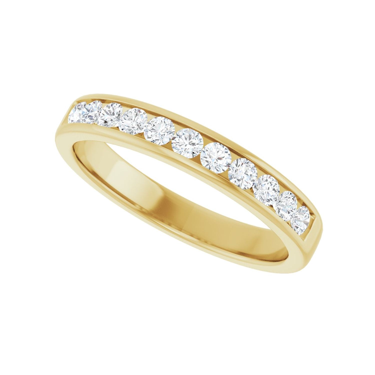 Channel-Set Accented Band - Round 1MM-2.5MM | Metal Type=14K Yellow Gold | Diamond Size=2.5MM | Image 2