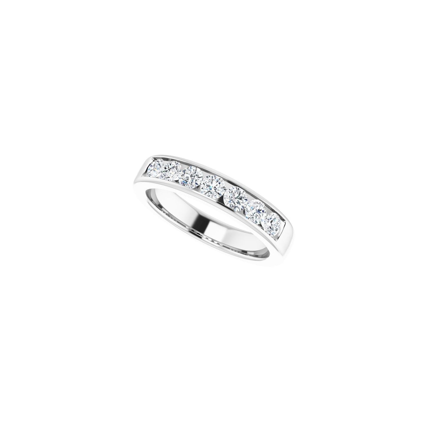 Channel-Set Accented Band - Round 3MM-4MM | Metal Type=14K White Gold | Diamond Size=3.5MM | Image 2