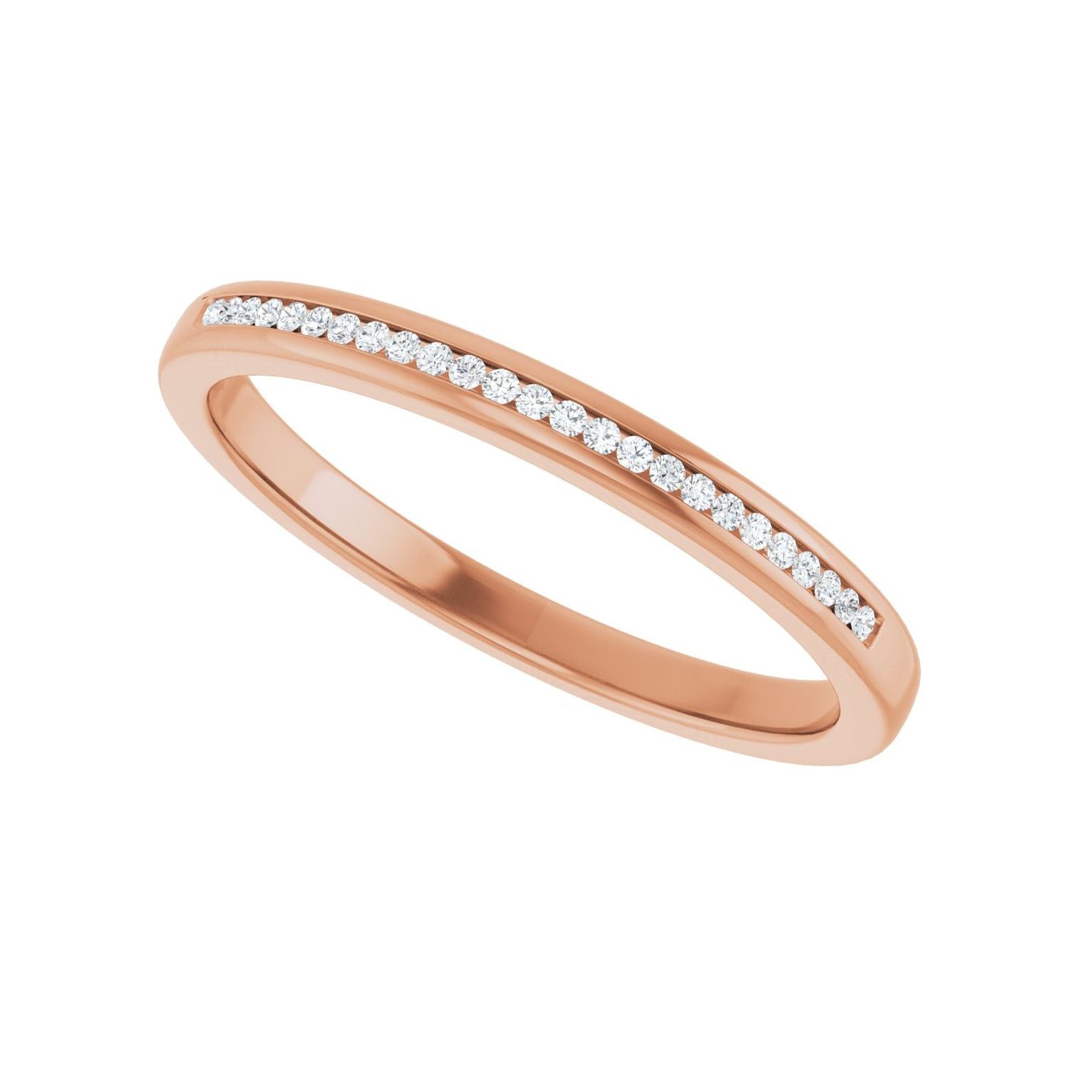Channel-Set Accented Band - Round 1MM-2.5MM | Metal Type=14K Rose Gold | Diamond Size=1MM | Image 2