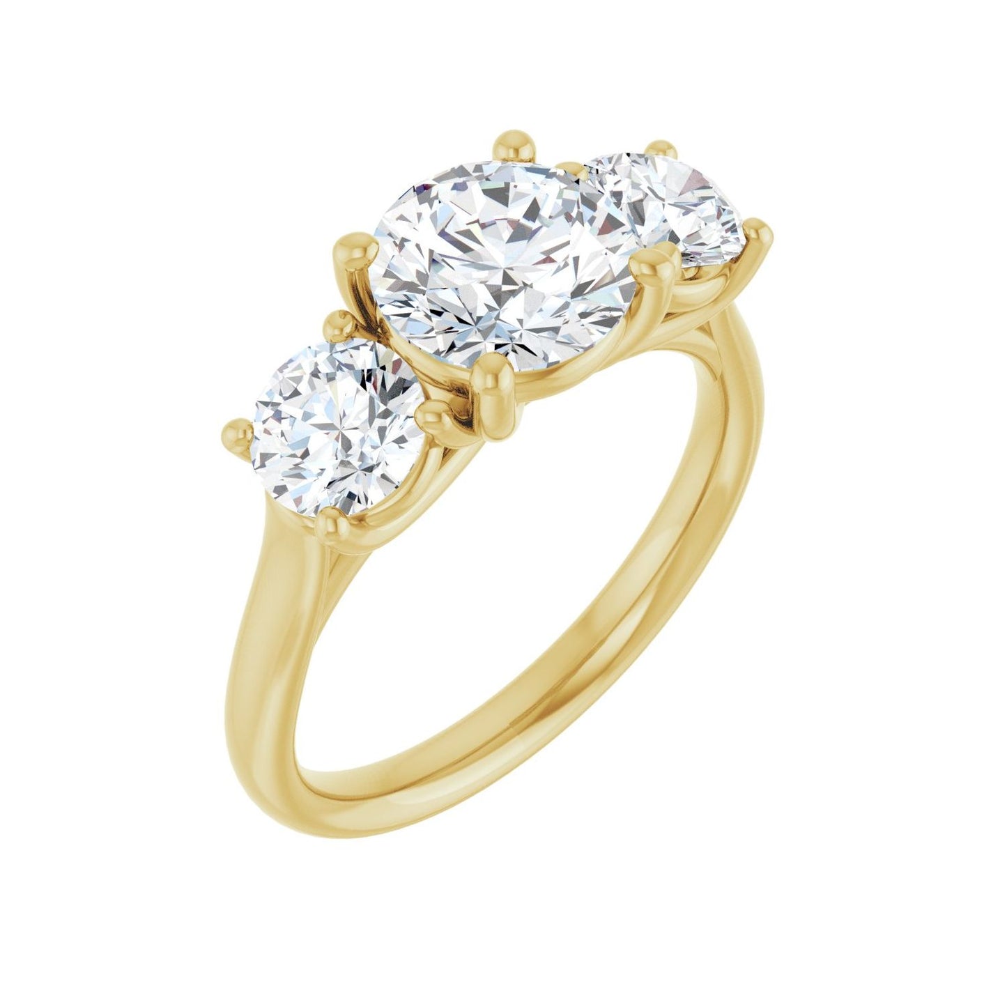 Round Three-Stone Engagement Ring | Metal Type=14K Yellow Gold | Center Stone Size=1.5 CT | Image 1