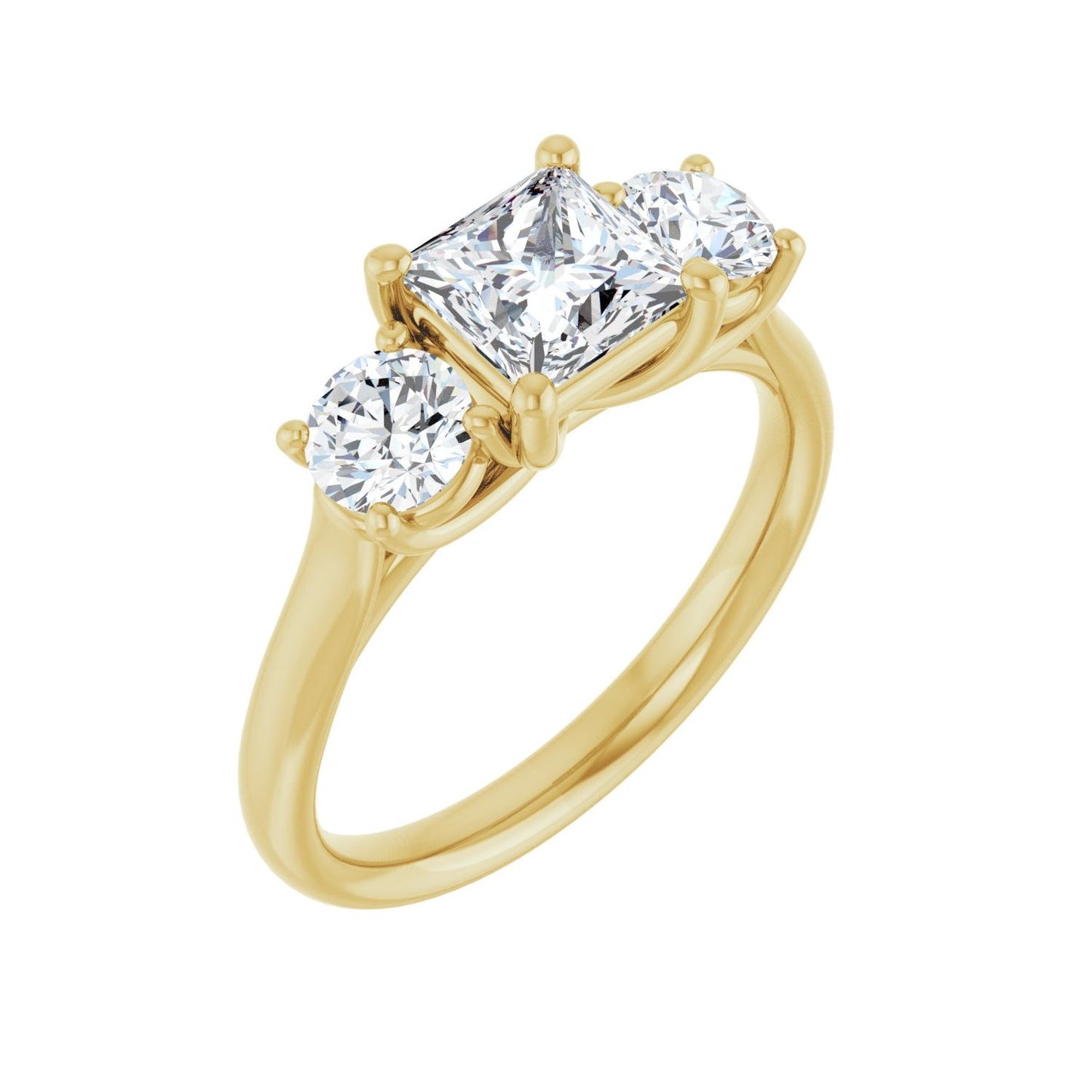 Square Three-Stone Engagement Ring | Metal Type=14K Yellow Gold | Center Stone Size=1 CT | Image 1