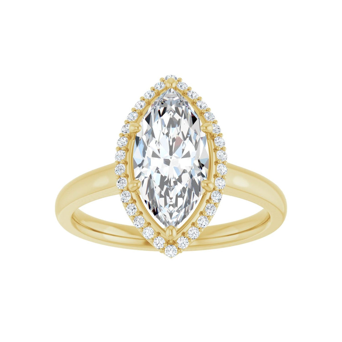 Marquise Halo-Style Engagement Ring | Metal Type=14K Yellow Gold | Center Stone Size=1.5 CT | Image 1