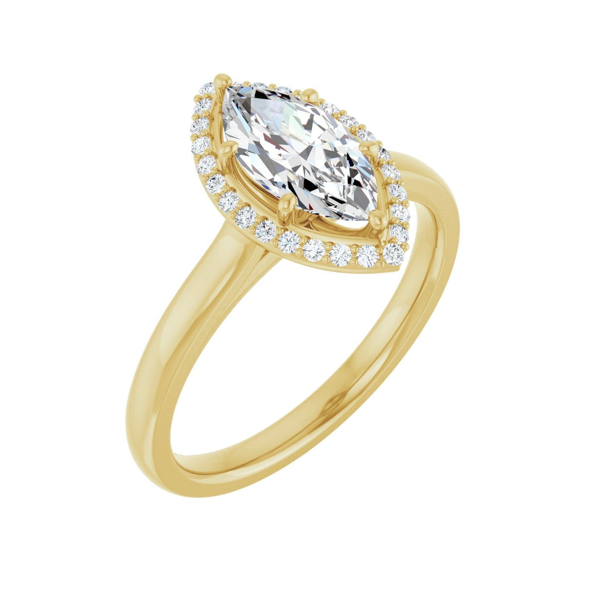 Marquise Halo-Style Engagement Ring | Metal Type=14K Yellow Gold | Center Stone Size=1 CT | Image 2