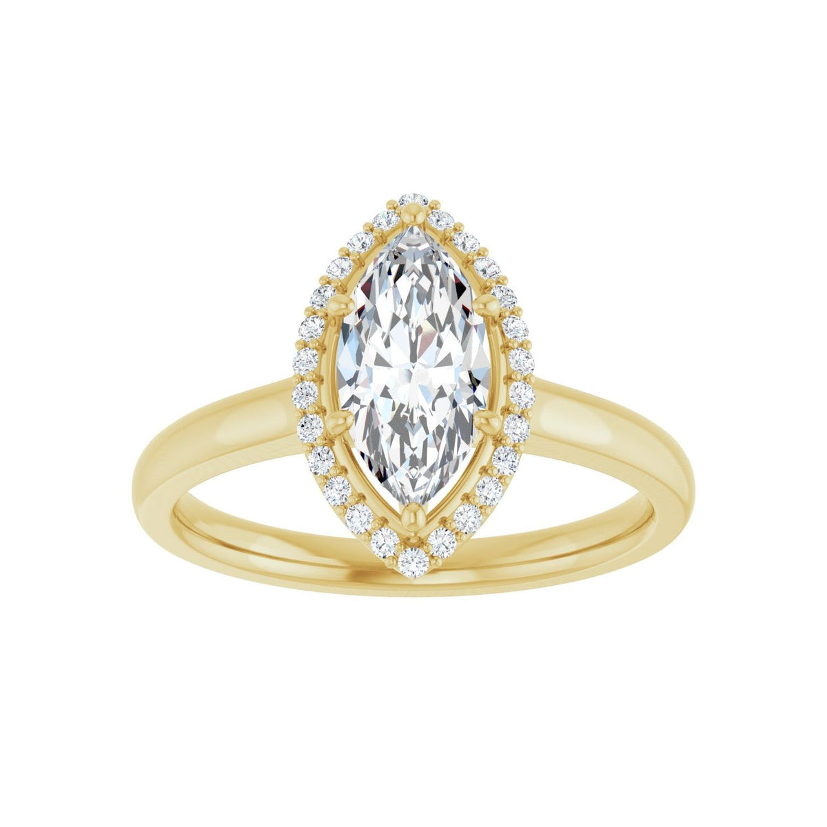 Marquise Halo-Style Engagement Ring | Metal Type=14K Yellow Gold | Center Stone Size=1 CT | Image 1