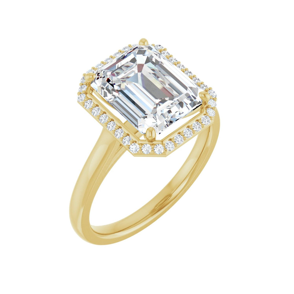 Emerald Halo-Style Engagement Ring | Metal Type=14K Yellow Gold | Center Stone Size=3 CT | Image 2