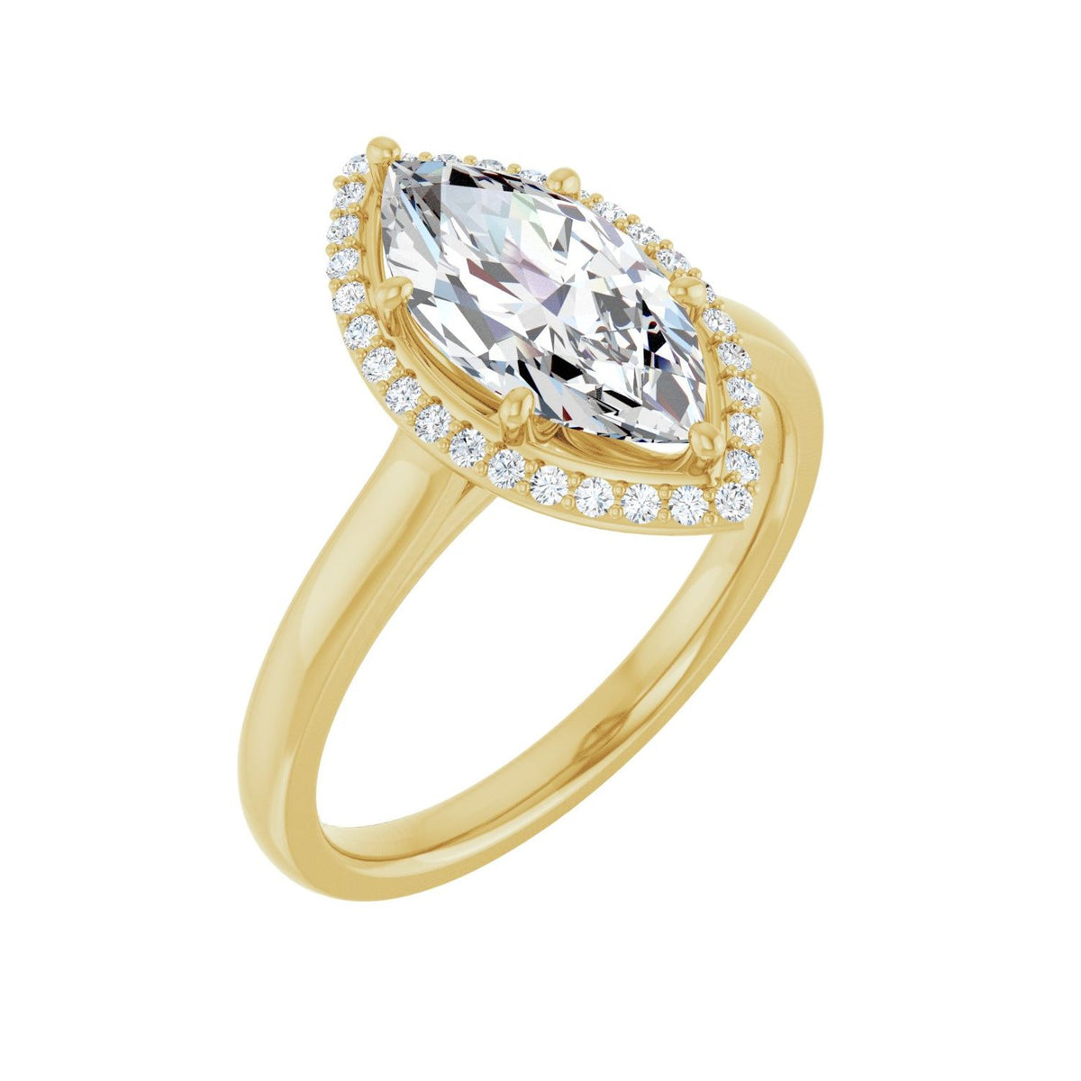 Marquise Halo-Style Engagement Ring | Metal Type=14K Yellow Gold | Center Stone Size=1.5 CT | Image 2