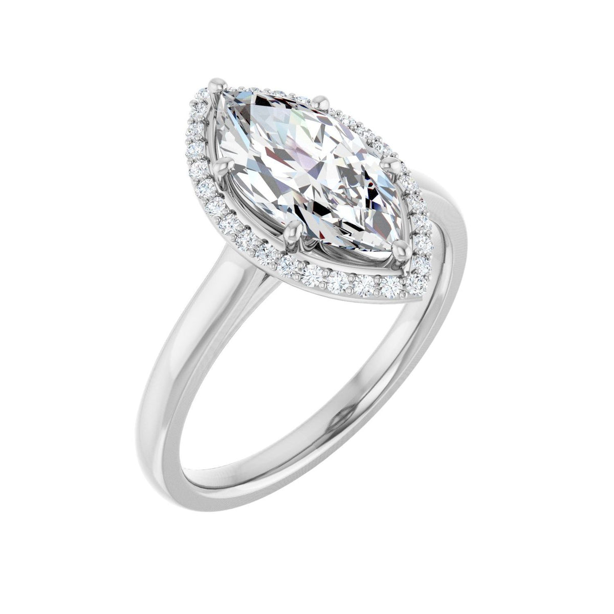 Marquise Halo-Style Engagement Ring | Metal Type=14K White Gold | Center Stone Size=1.5 CT | Image 2