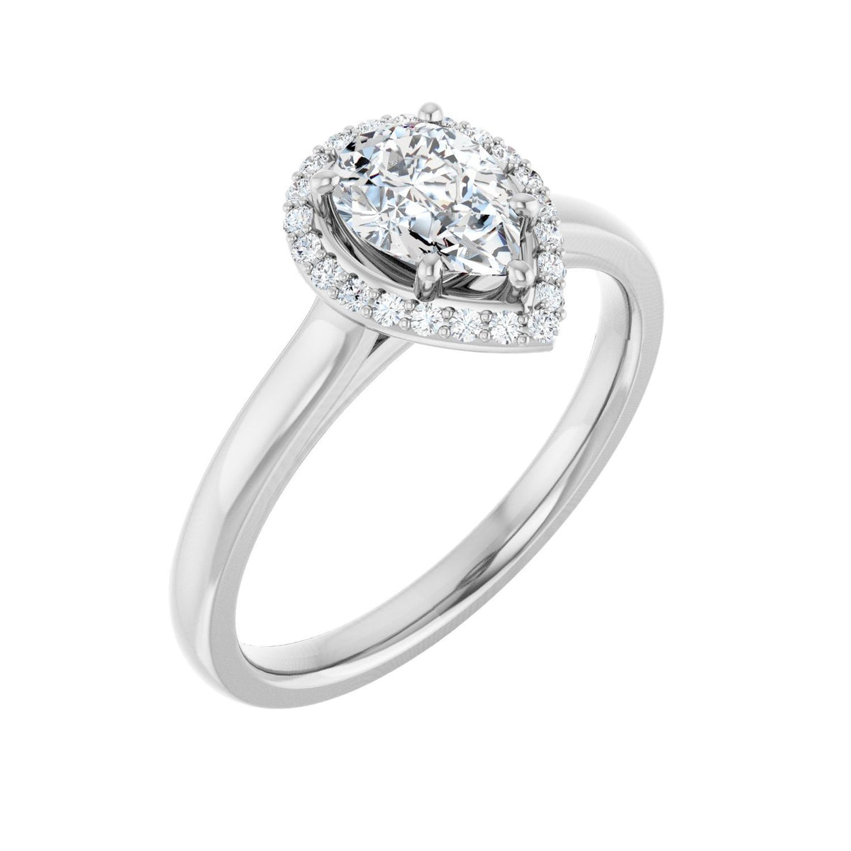 Pear Halo-Style Engagement Ring | Metal Type=14K White Gold | Center Stone Size=1 CT | Image 2