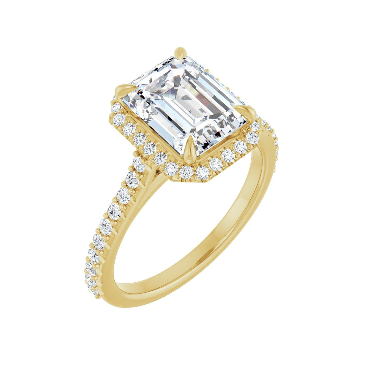 Emerald Halo-Style Engagement Ring | Metal Type=14K Yellow Gold | Center Stone Size=2.5 CT | Image 2