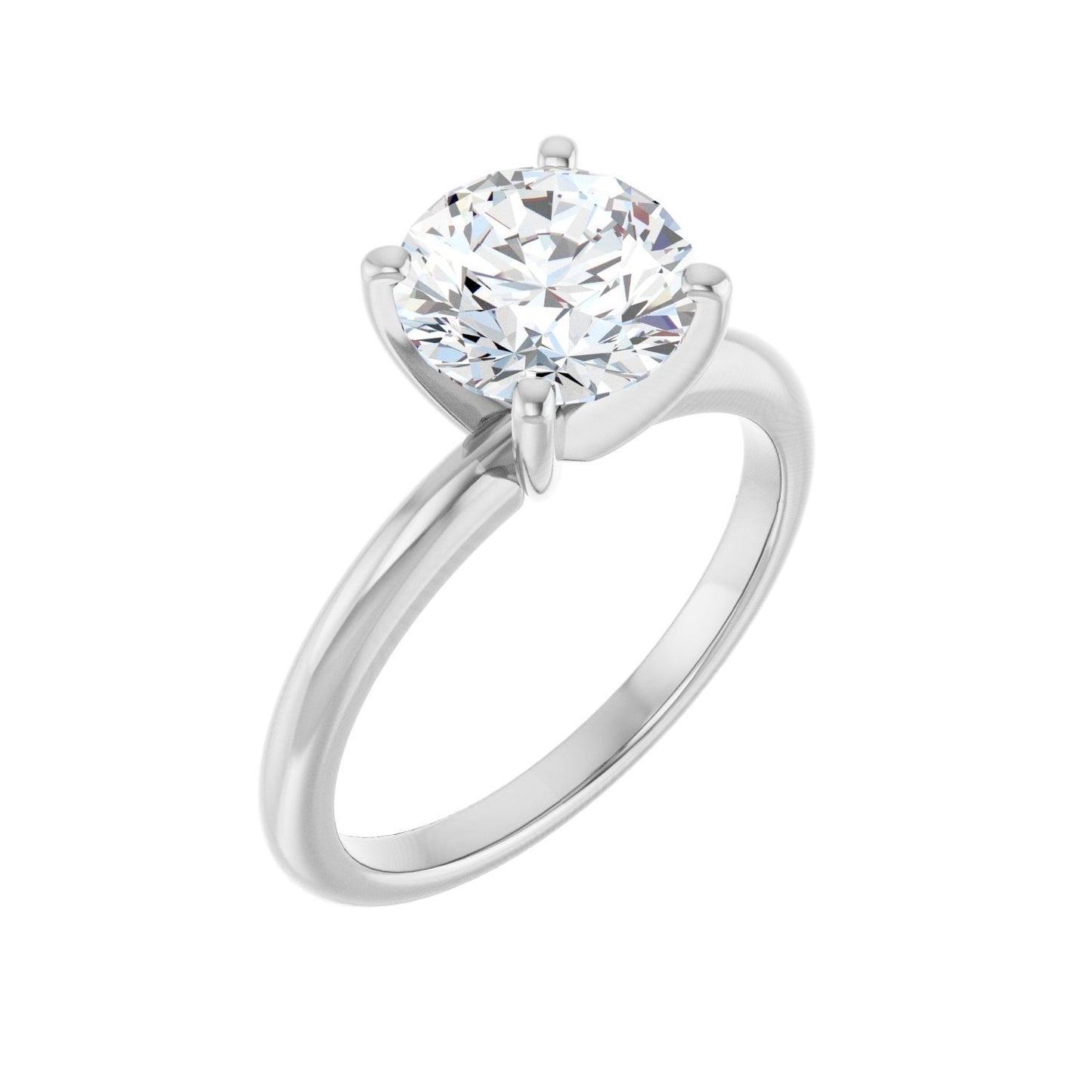 Round Engagement Ring | Metal Type=14K White Gold | Center Stone Size=2 CT | Image 1