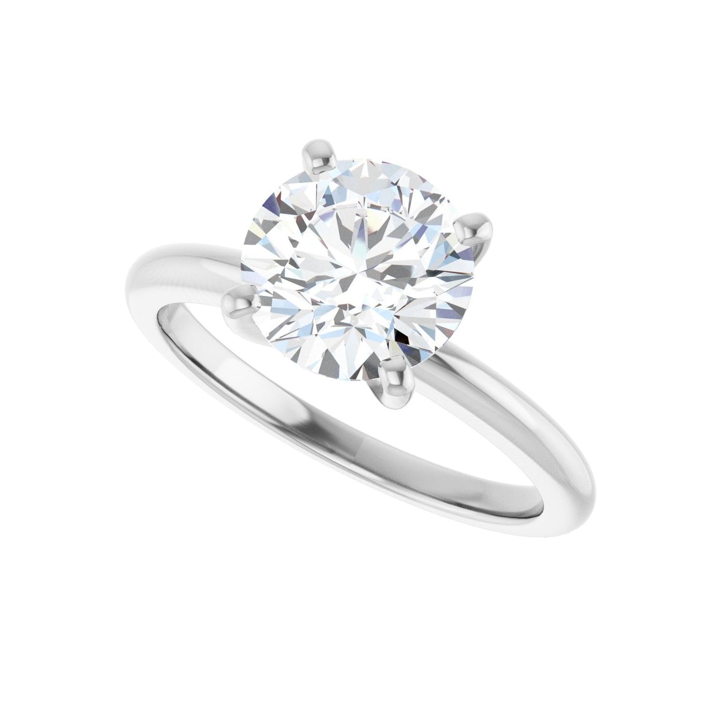 Round Engagement Ring | Metal Type=14K White Gold | Center Stone Size=2 CT | Image 5