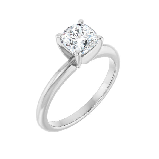 Cushion Engagement Ring | Metal Type=14K White Gold | Center Stone Size=1 CT | Image 1