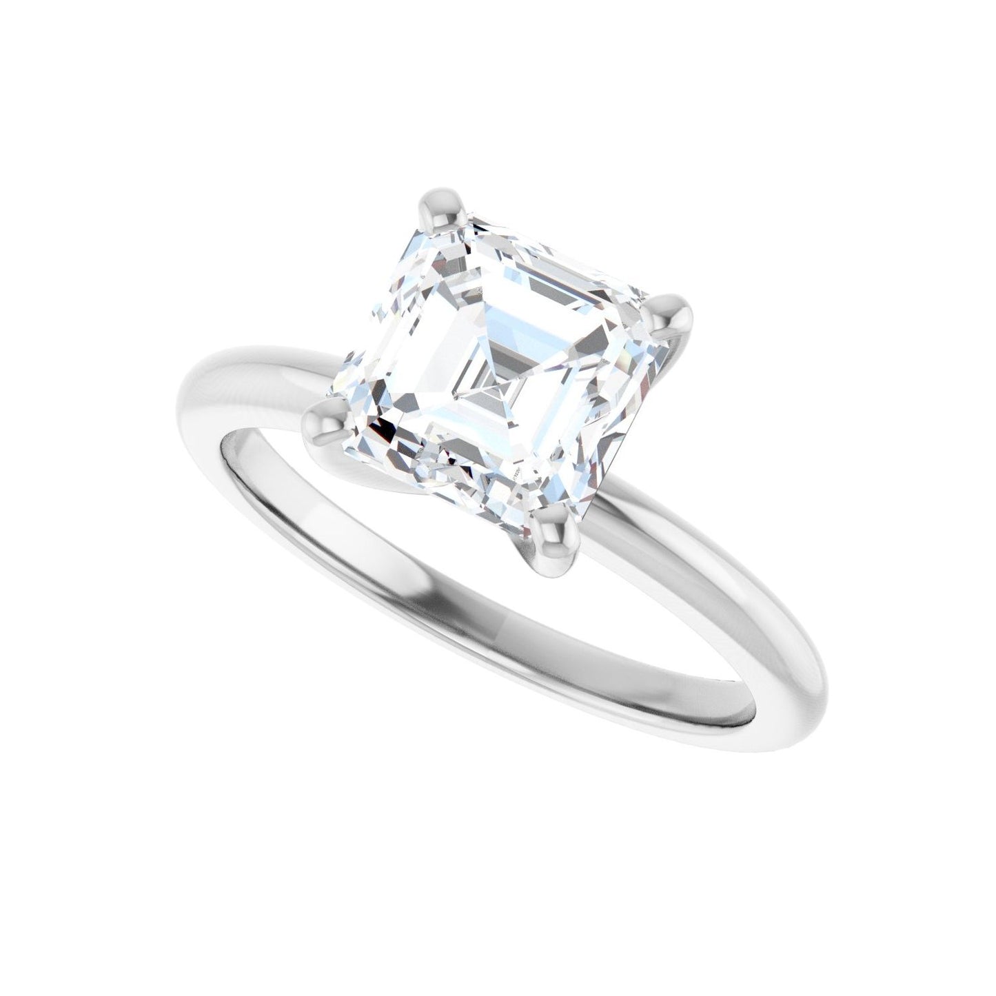 Asscher Engagement Ring | Metal Type=14K White Gold | Center Stone Size=2 CT | Image 5