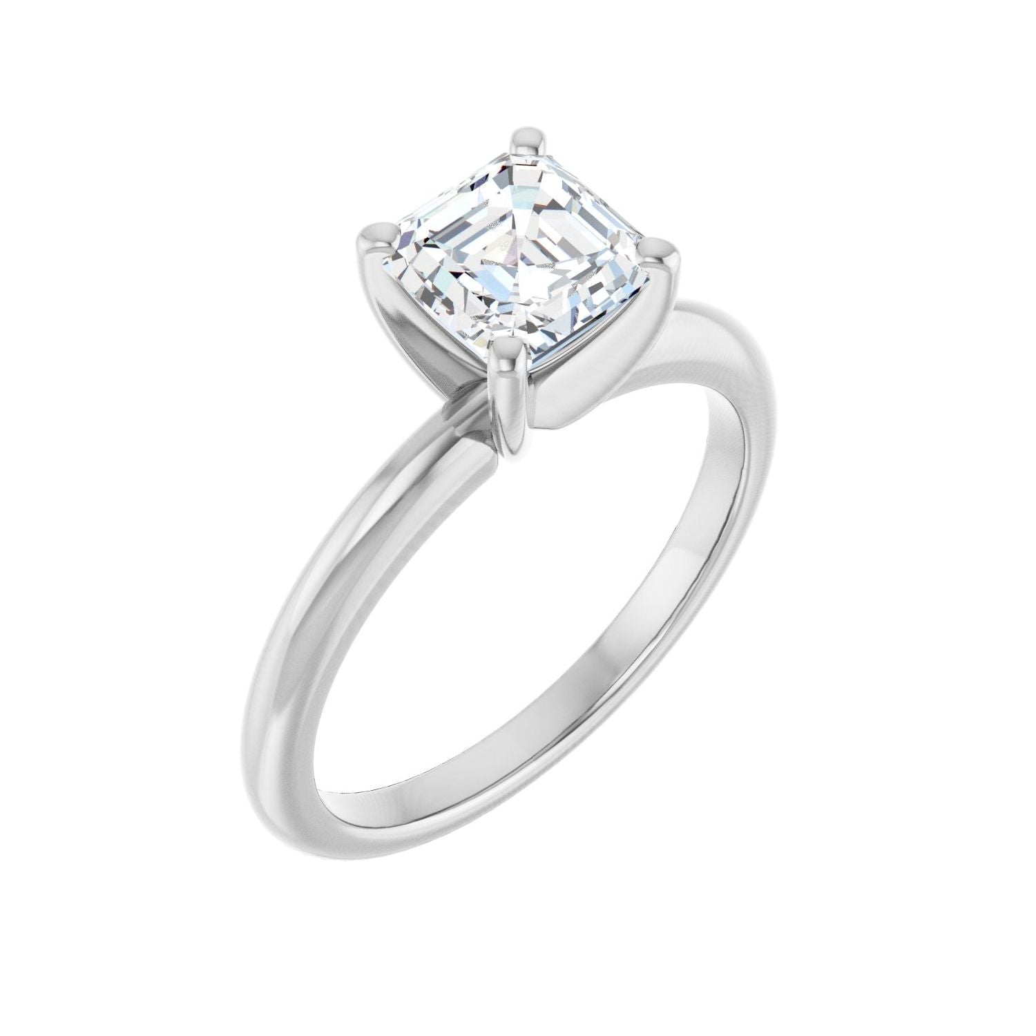 Asscher Engagement Ring | Metal Type=14K White Gold | Center Stone Size=1 CT | Image 1