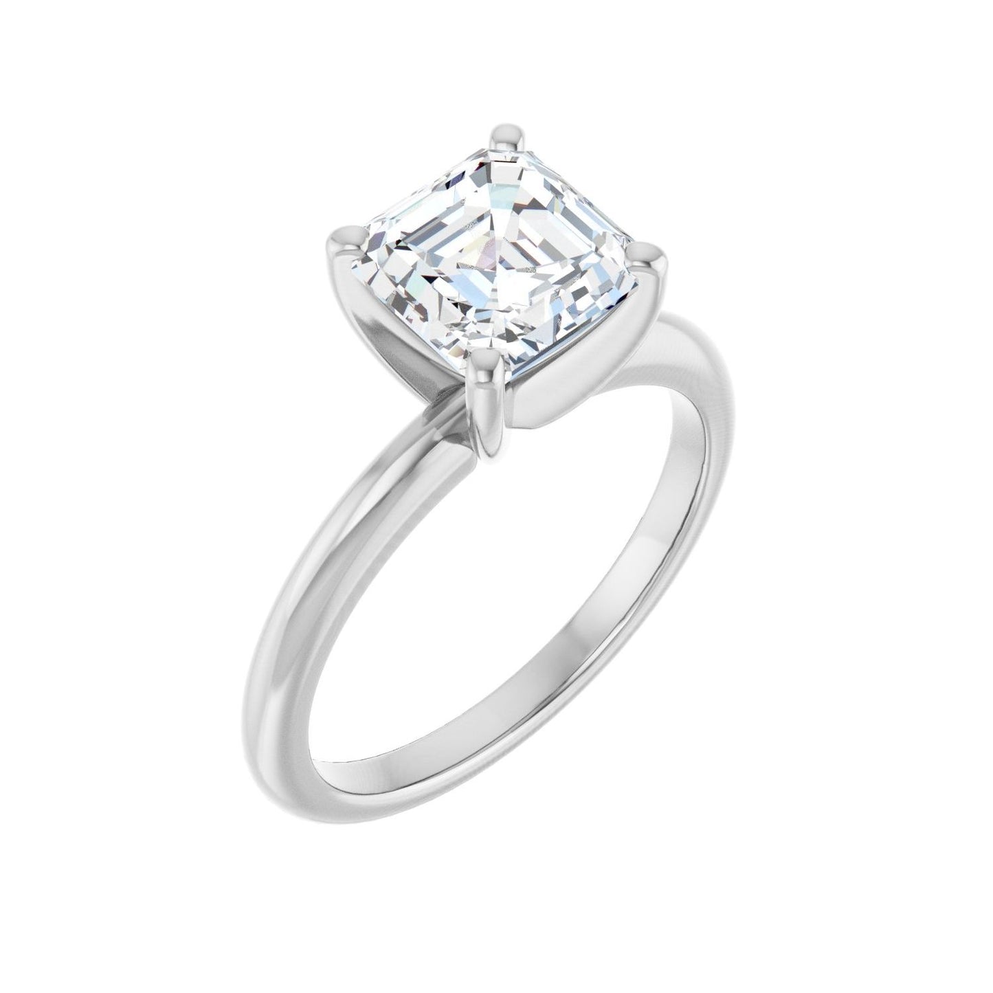 Asscher Engagement Ring | Metal Type=14K White Gold | Center Stone Size=2 CT | Image 1