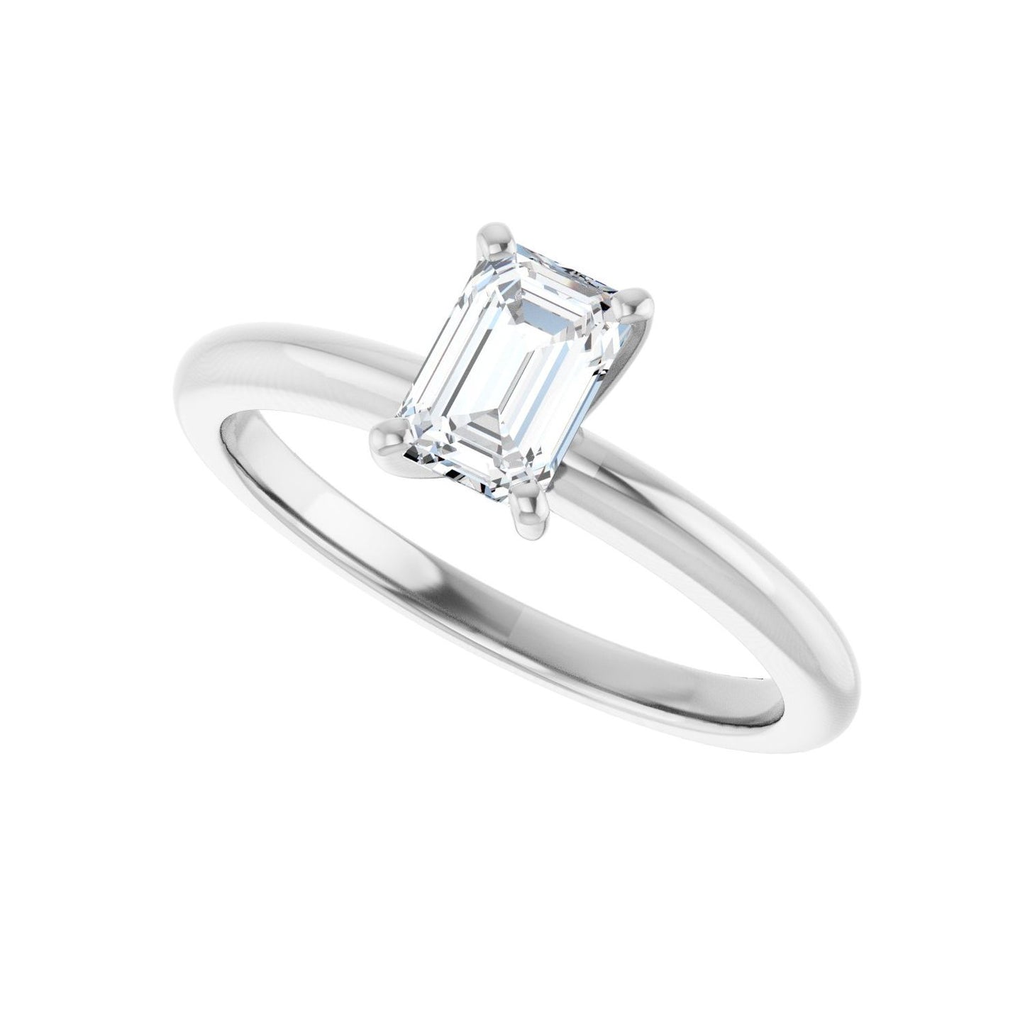 Emerald Engagement Ring | Metal Type=14K White Gold | Center Stone Size=1 CT | Image 5