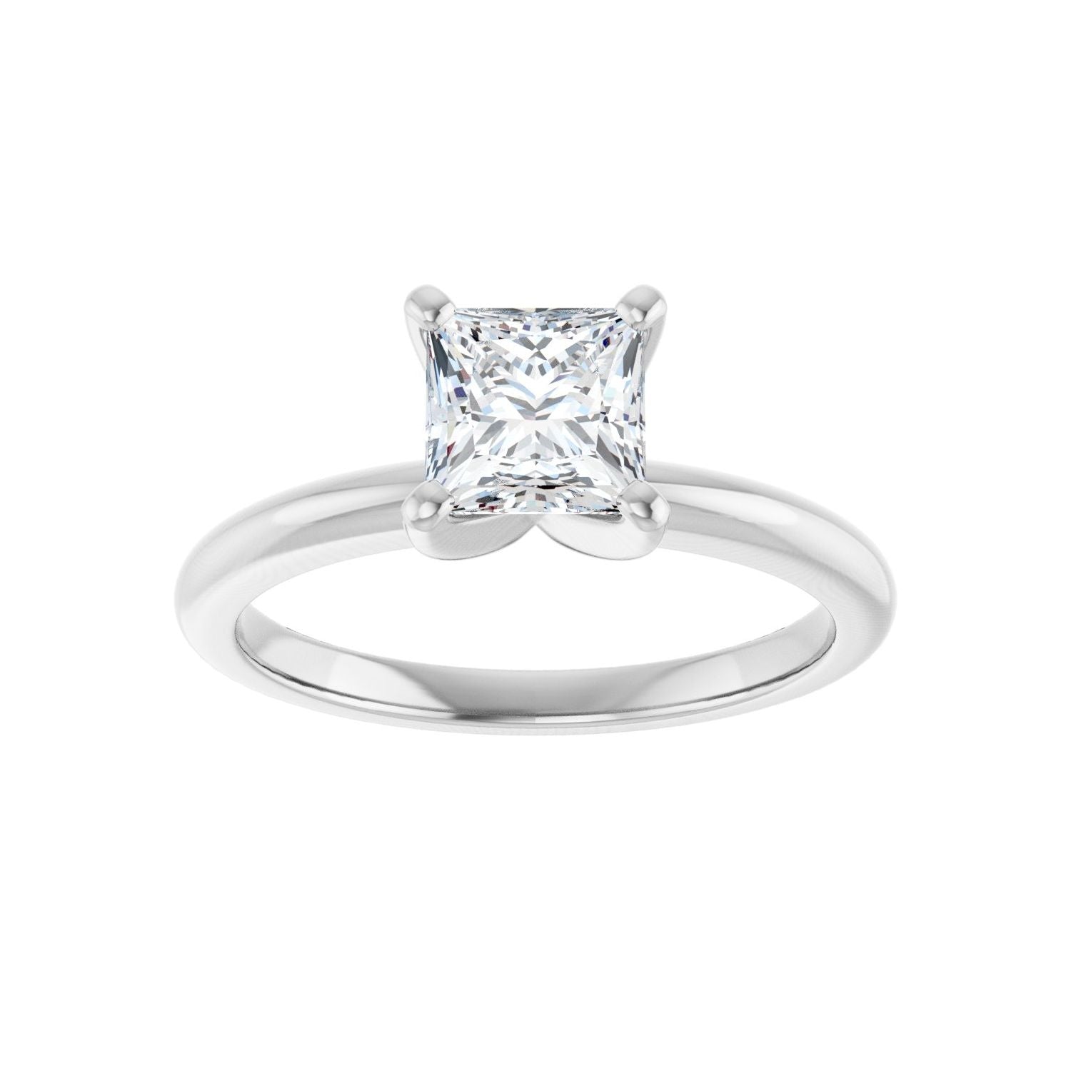 Square Engagement Ring | Metal Type=14K White Gold | Center Stone Size=1 CT | Image 3