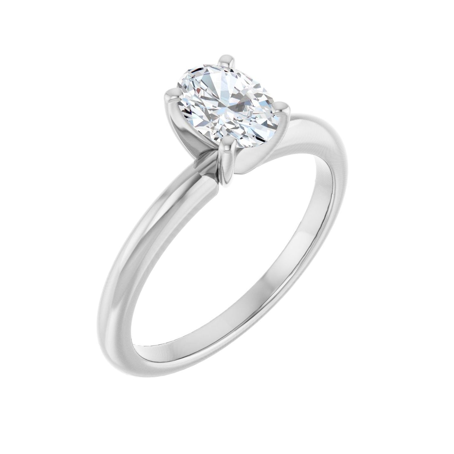 Oval Engagement Ring | Metal Type=14K White Gold | Center Stone Size=1 CT | Image 1